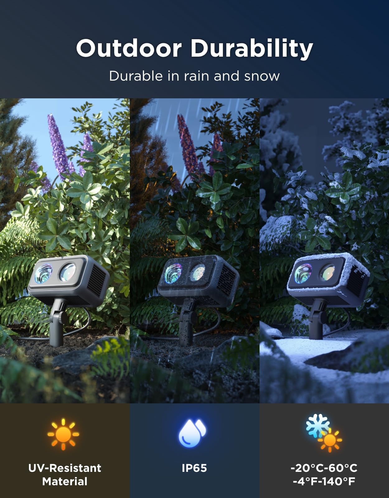 Govee Outdoor Projector Light, Aurora Star Projector, 16 RGB Patterns, IP65 Waterproof, Alexa & Google Compatible, Model H7073, Black