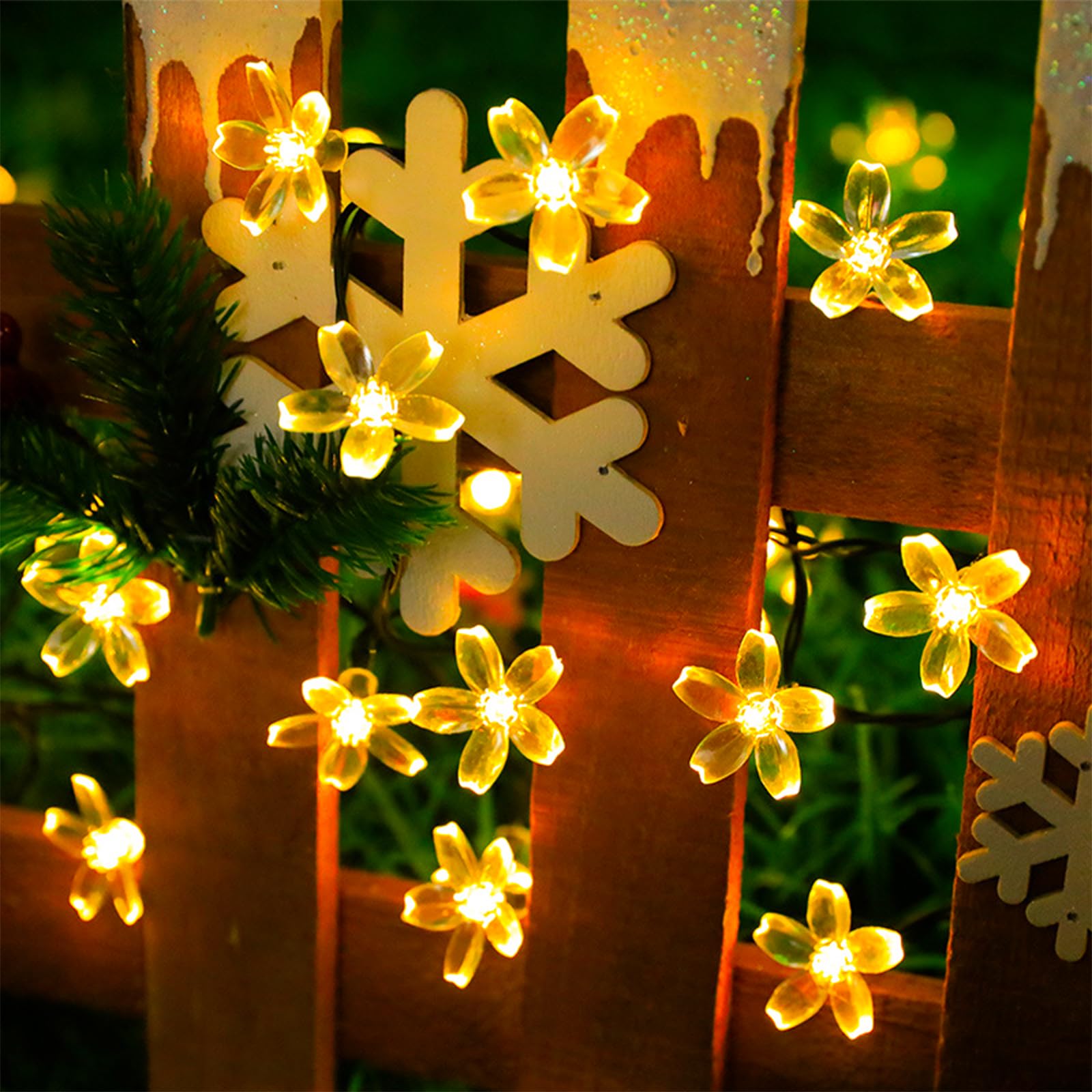 JACUXLSS Decorative Fairy Flower String Lights, 33ft 100 LED Plug in Warm White Novelty Cherry Blossom Tree Branch Indoor Decor,