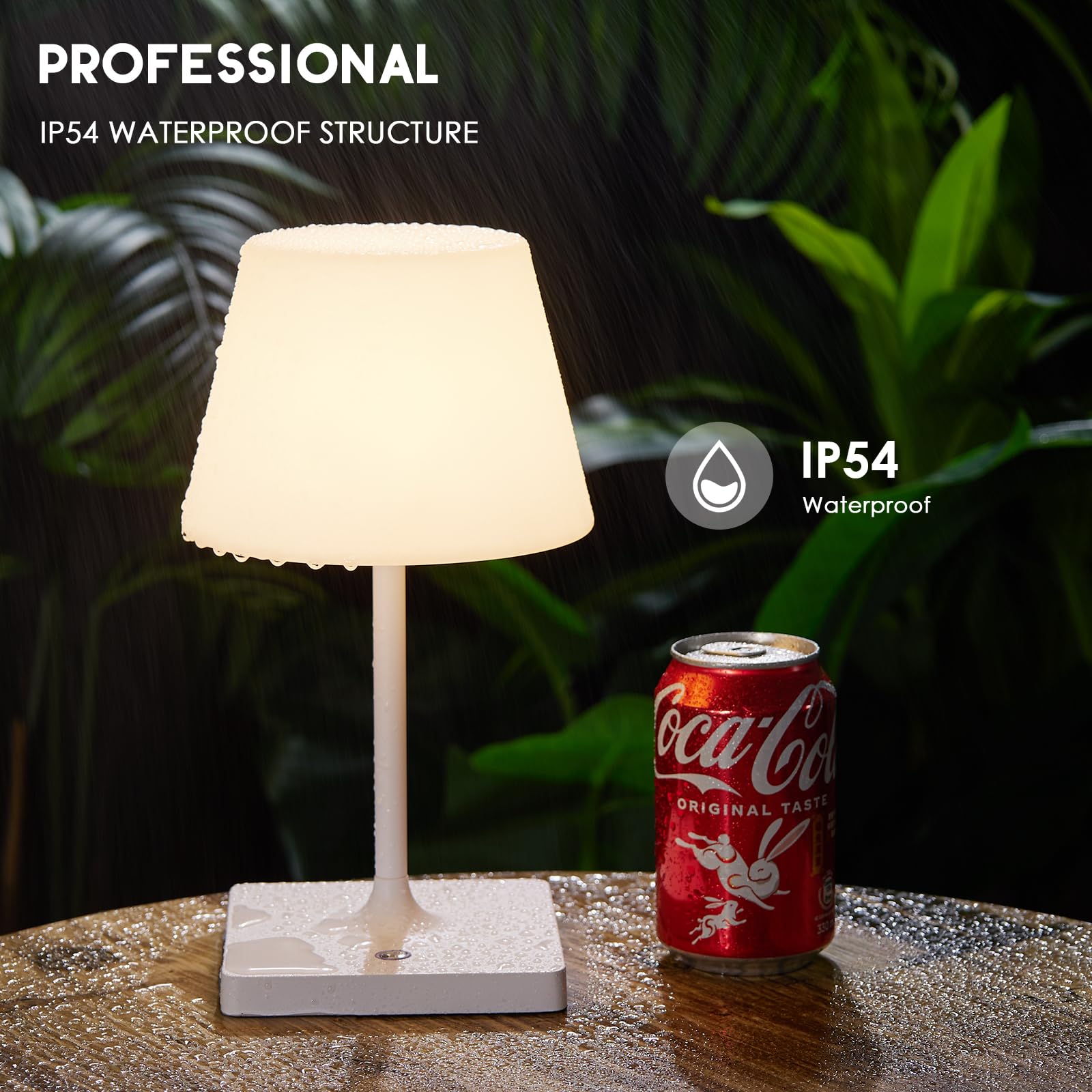 Portables Cordless Table Lamp, Outdoor Battery Operated Desk Lamp Waterproof, Built-In Rechargeable Battery, Touch Dimmable Night Light For Patio Camping Restaurant Home, White