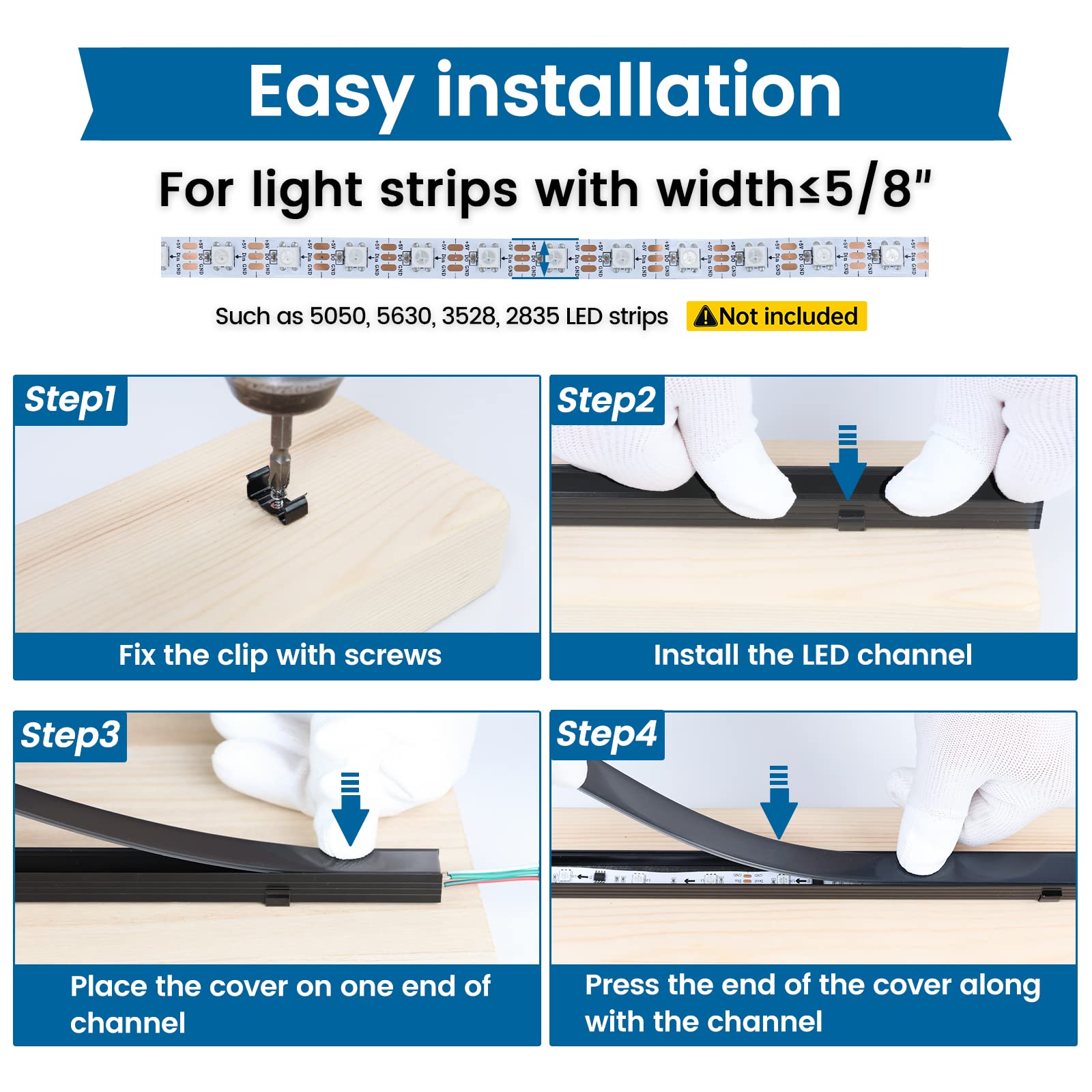 Muzata 10Pack 3.3Ft/1M Plus-Size Spotless Led Channel Black Led Strip Diffuser Channel With Frosted Black Diffuser Cover U103 Bf