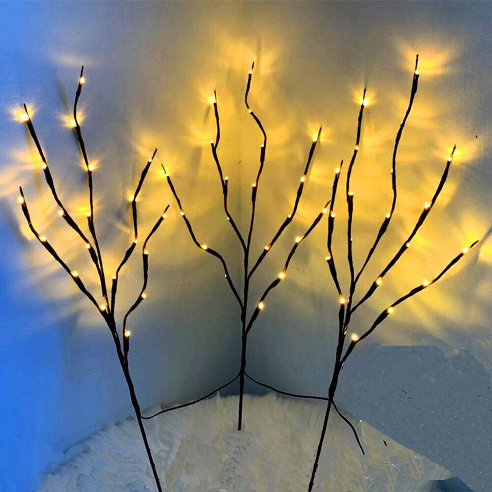 Lxcom Lighting Led Branch Lights 3 Pack - 60 Warm White Twig Lights For Party & Wedding Decor
