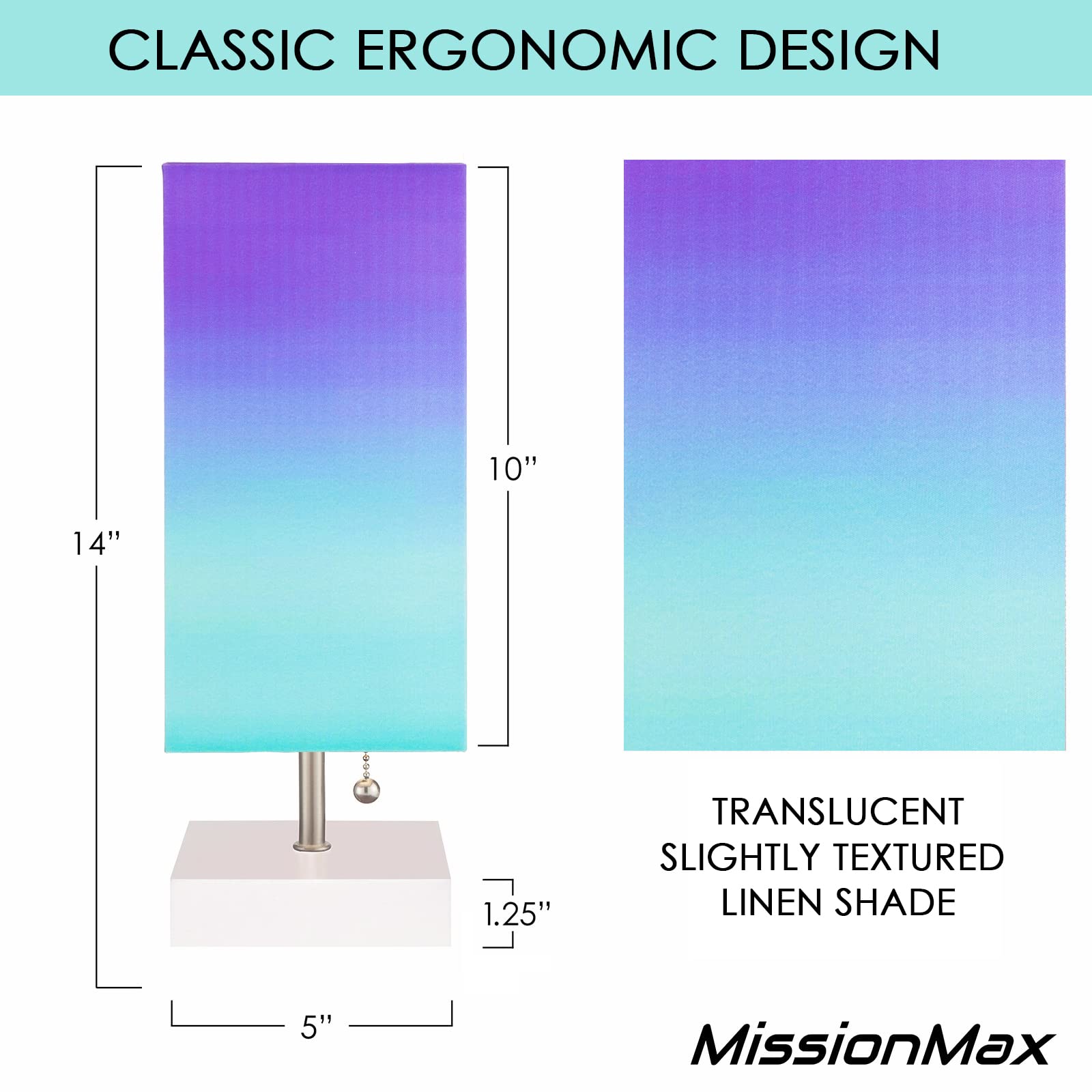 Missionmax Purple Haze Small Table Lamp With Usb Charging - Ideal For Bedside & Desk Use