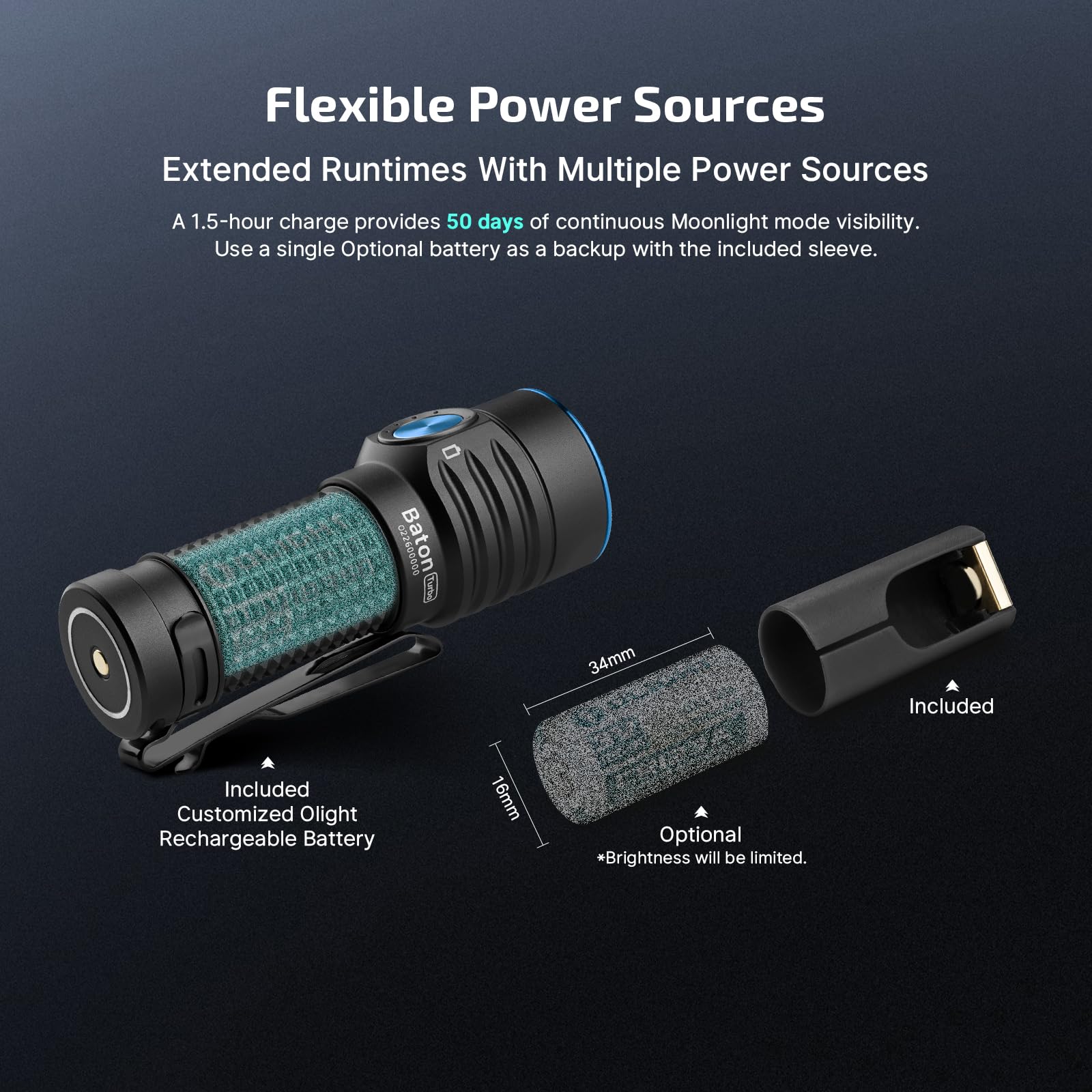 Olight Batonturbo Edc Rechargeable Handheld Flashlight, 1000 Lumens Compact Led And 510 Meters Long Throw Powerful Pocket Light,