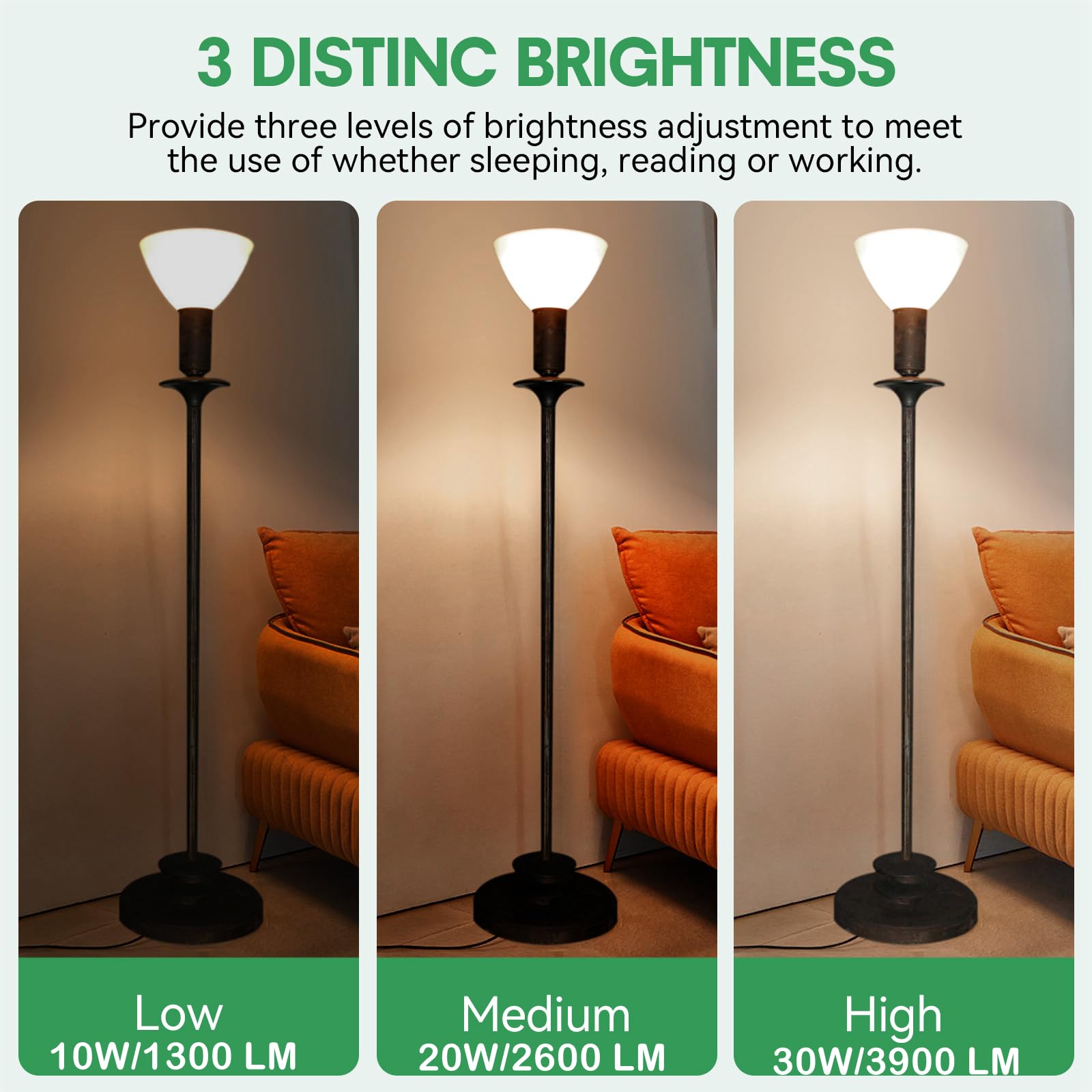 Seten 2-Pack Mogul Base 3 Way Bulbs Led 10/20/30 Watts,Replacement Incandescent Light Bulb 100/200/300W,2700K Soft White,Ps25,Fo