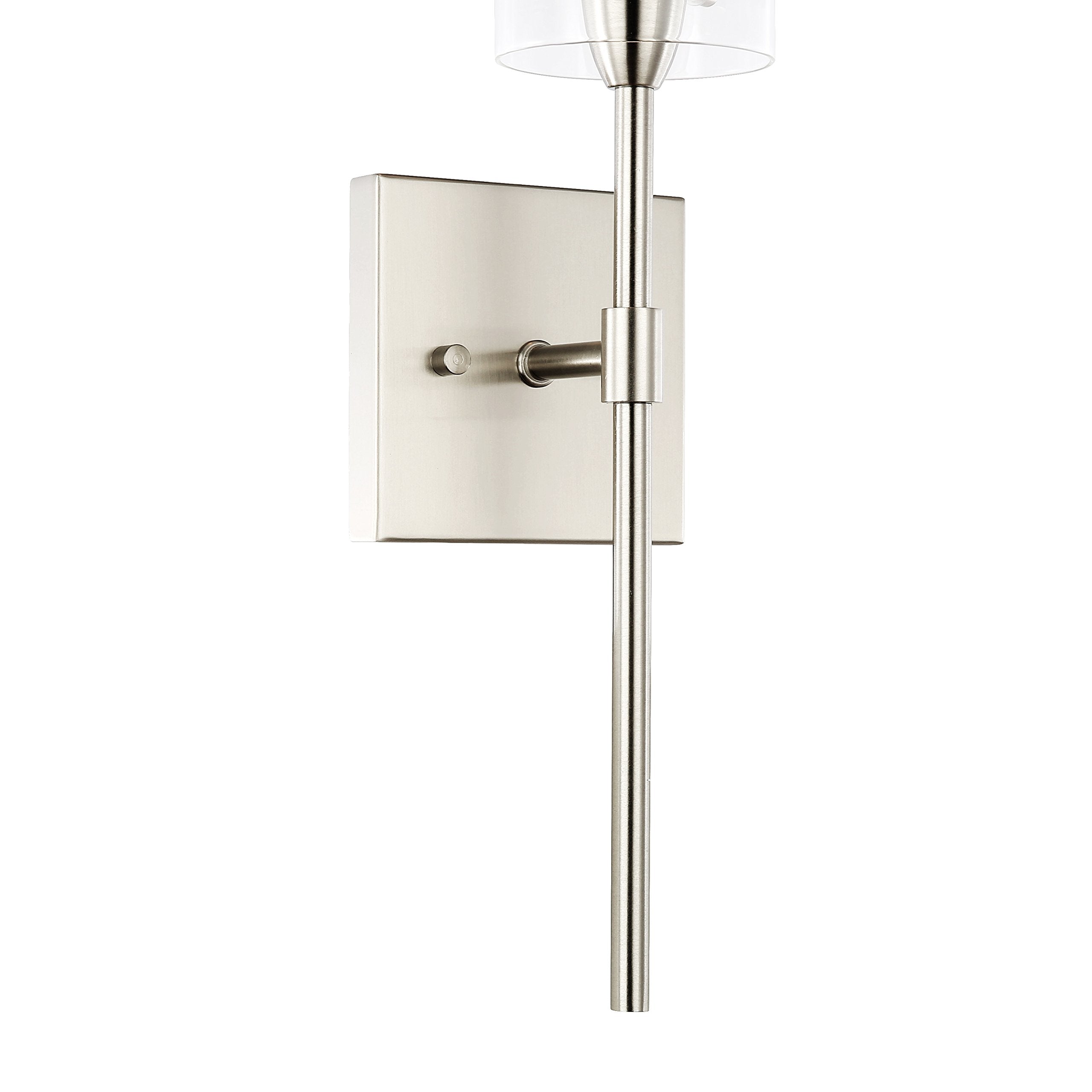 Light Society Montreal Wall Sconce, Satin Nickel, Clear Glass Shade, Contemporary Design, Model LS-W238-SN-CL