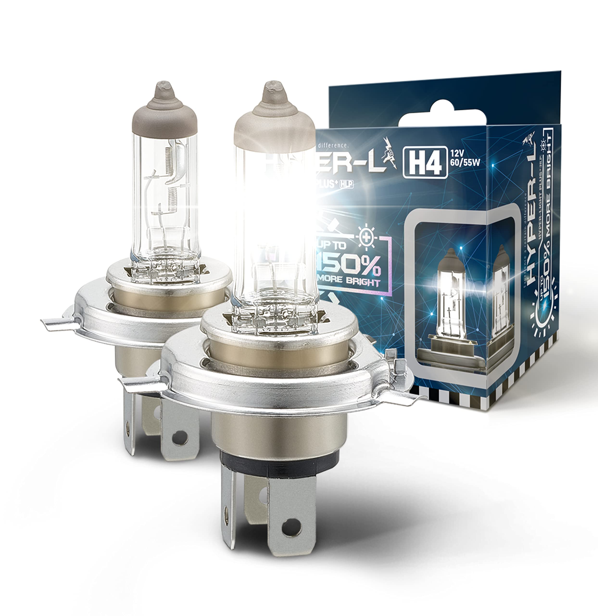 BIOLIGHT KM H4 Hyper-L Plus 150% brighter Fog Beam Replacement Headlight Bulb, 2 pack