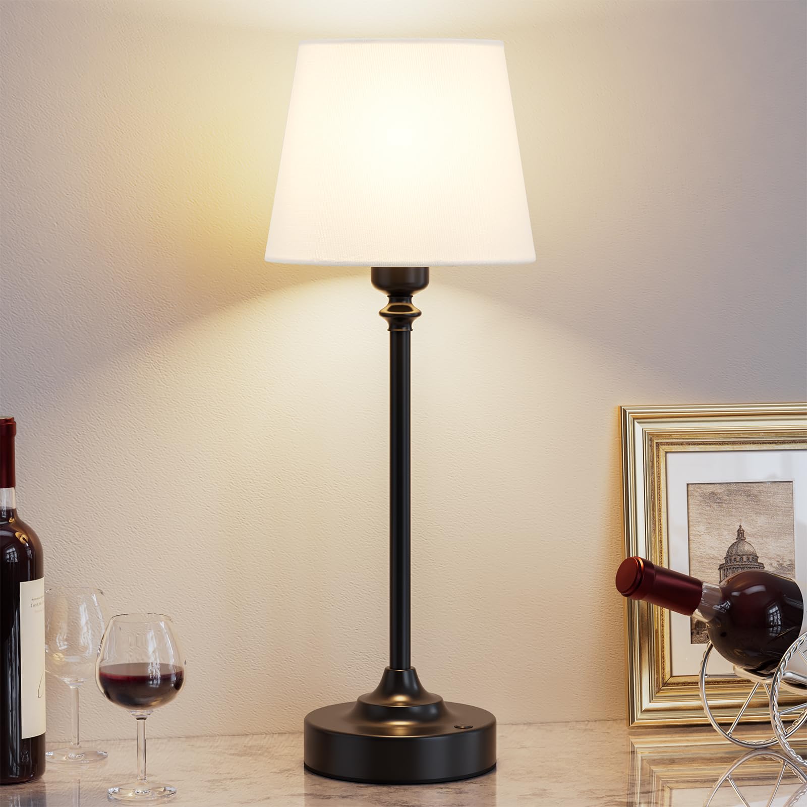 Kakanuo Cordless Table Lamp Rechargeable Black - 1 Pack 4000Mah Battery Operated Lamp For Decor, 3000K Stepless Dimming Touch Co