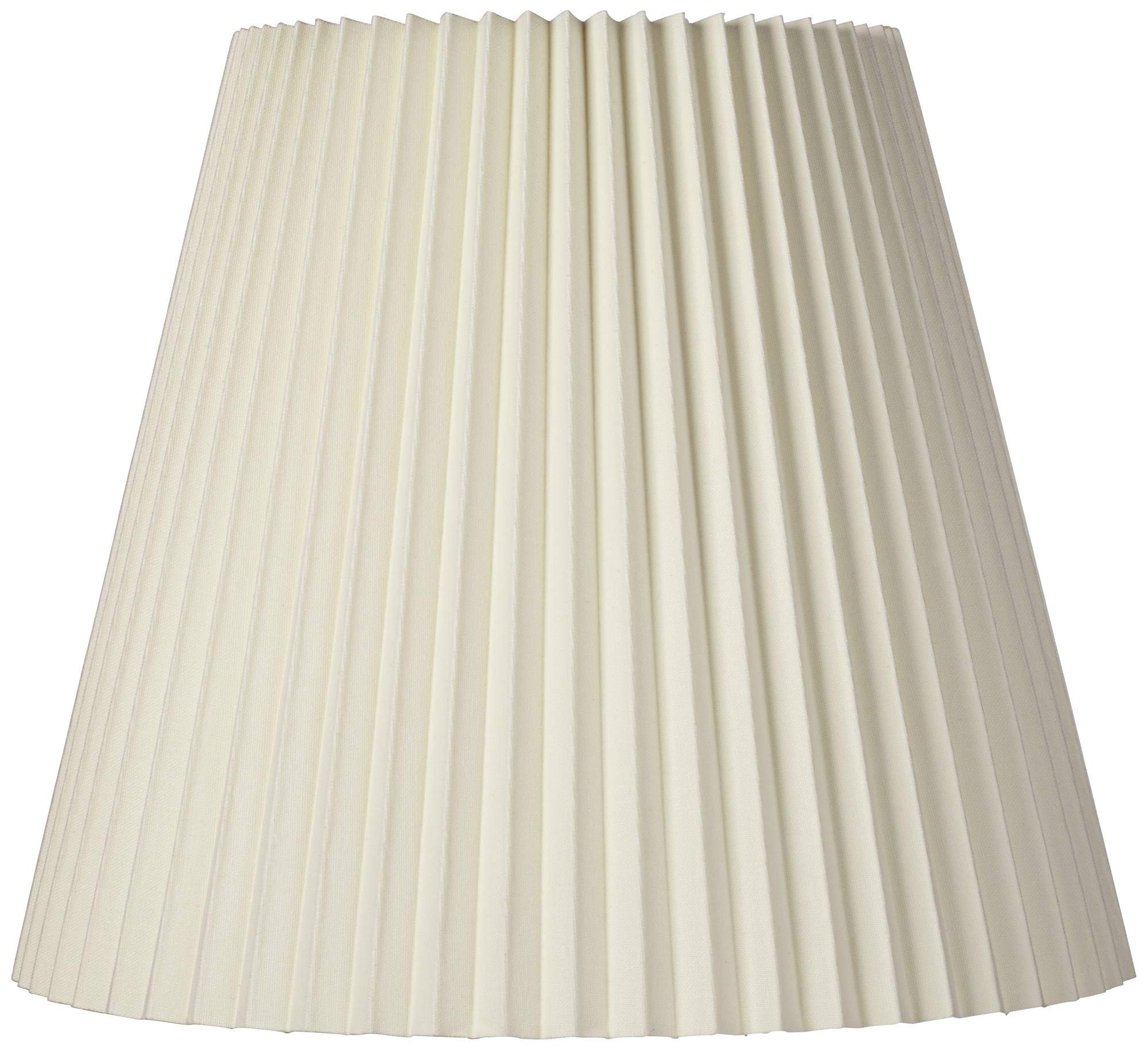 10&quot; Top x 17&quot; Bottom x 14 1/2&quot; High x 14 3/4&quot; Slant Lamp Shade Replacement Large Ivory White Bell Round Traditional Pleated Spider Harp Finial - Springcrest