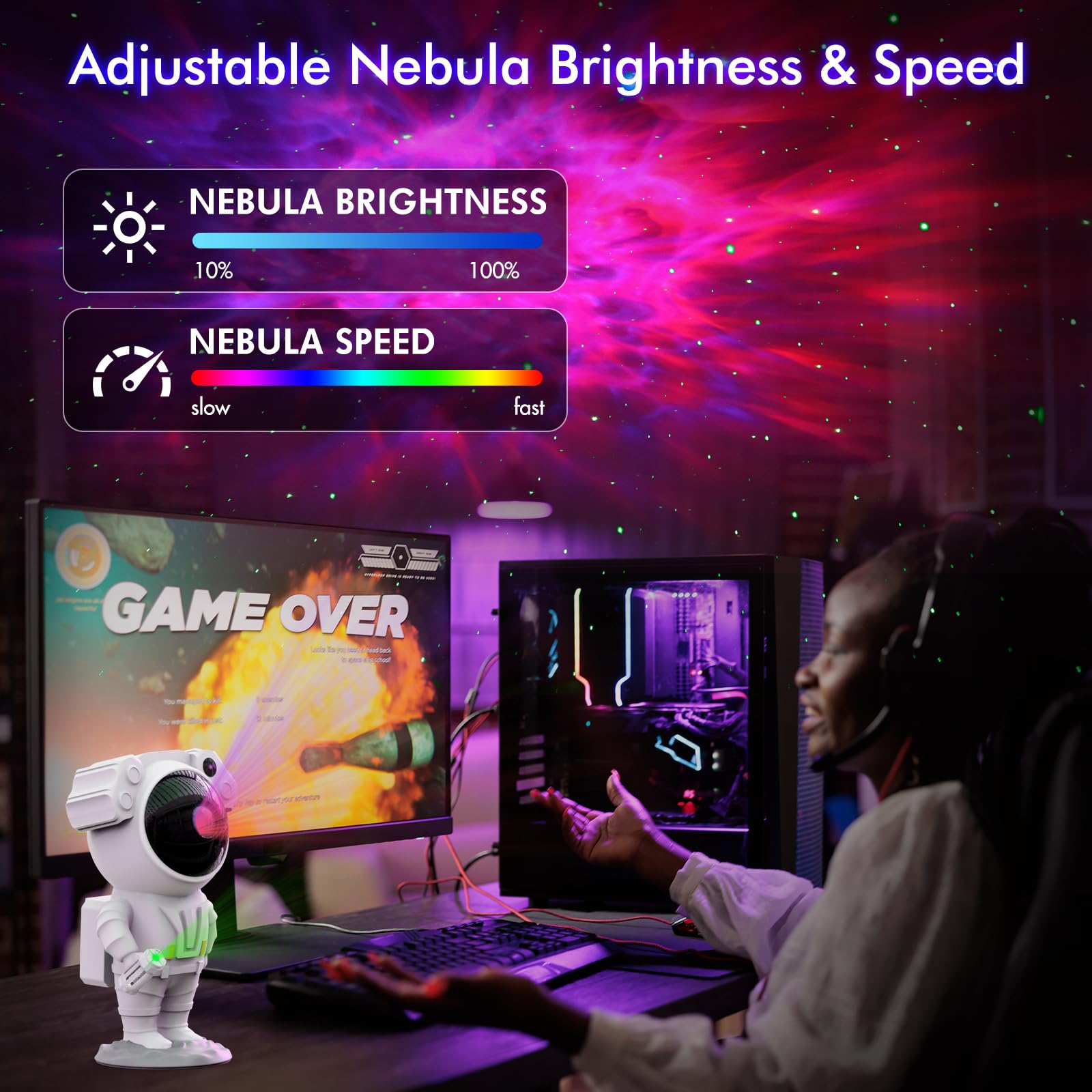 Astronaut Galaxy Projector, Star Projector Led Night Light - Starry Nebula Moon Lamp With Timer And Remote, Bedroom Decor Aesthe
