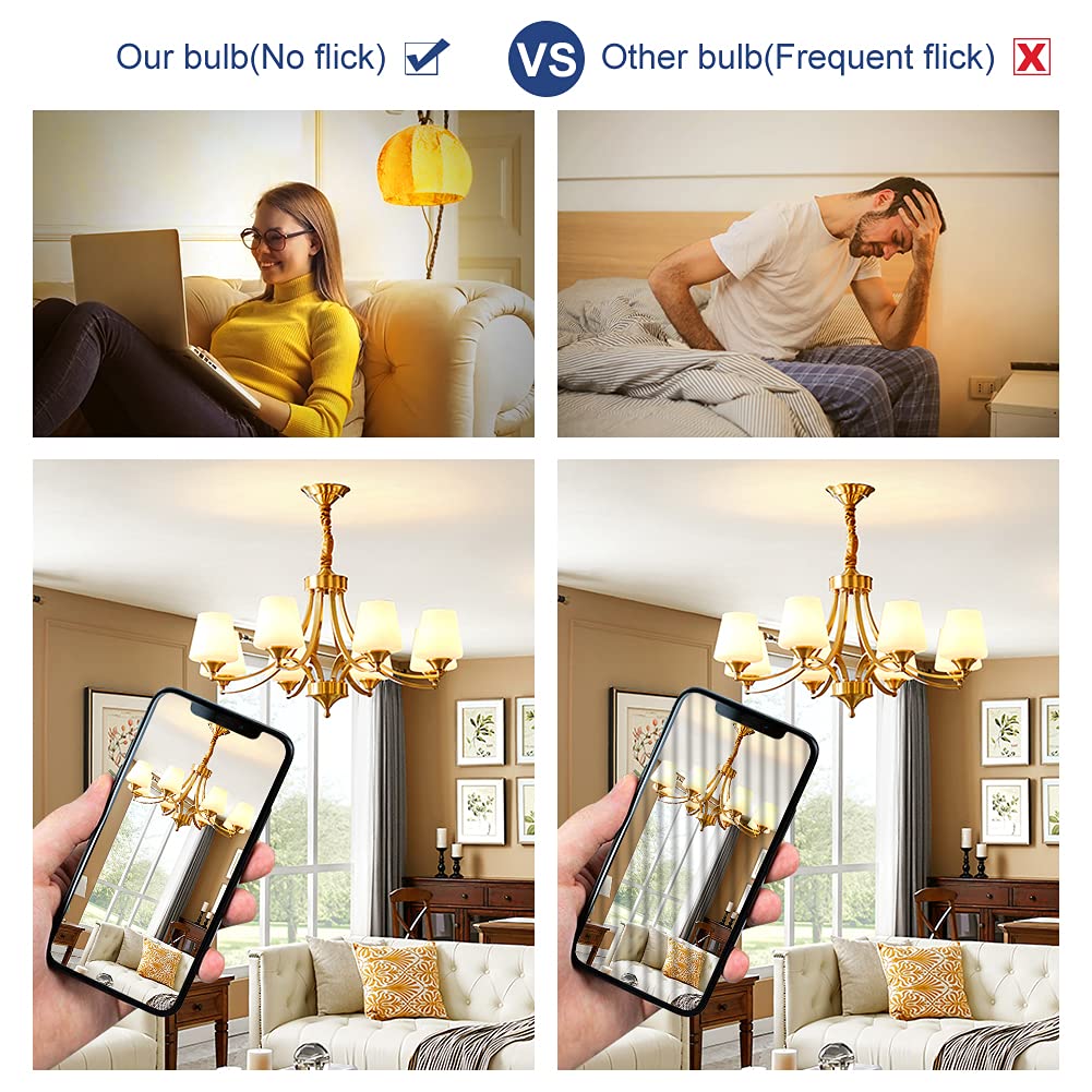 6 Pack E12 Led Candelabra Light Bulbs, 60 Watt Equivalent, Warm White 2700K, 120V Chandelier Llight Bulb, A15 / G45 Shape Ceilin