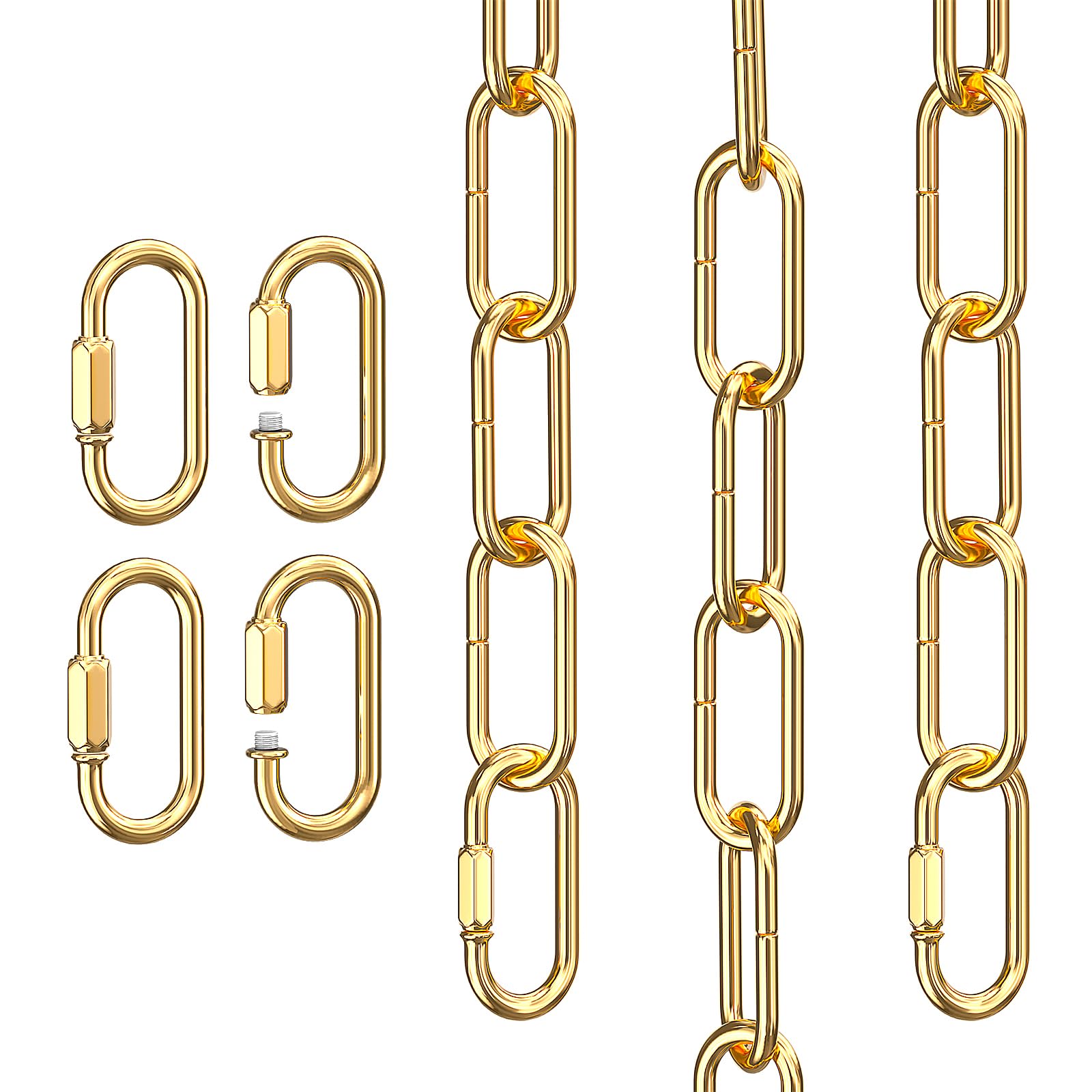 Garini Gold Pendant Chandelier Chain Extension, 6 Feet Adjustable, Metal, 2 Pack, Maximum Load 66 Pounds, Model I0-PF8T-45LO