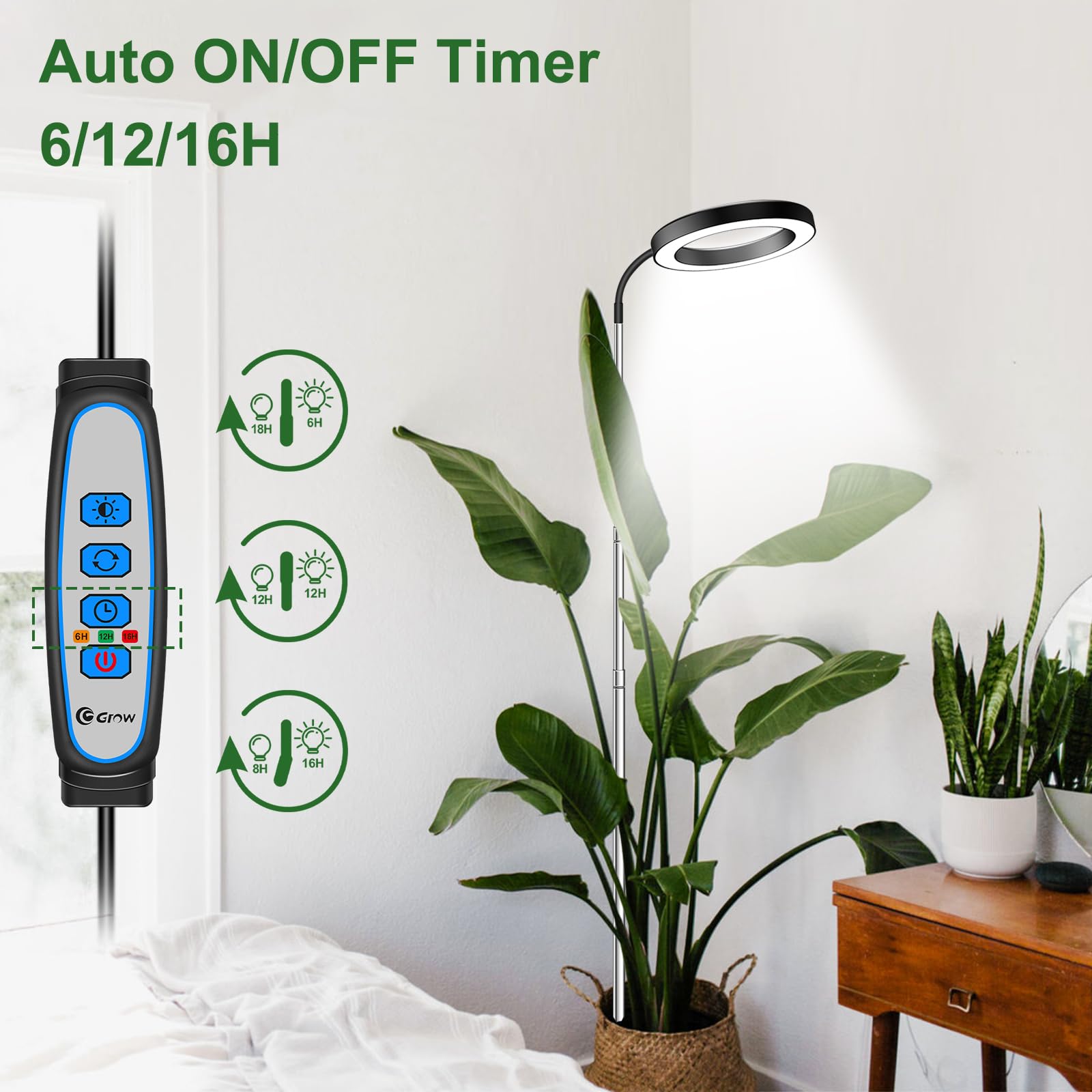 wolezek Grow Lights for Indoor Plants, 80 LEDs Full Spectrum, 65in Height Adjustable, Black Pair, Model BL-B20B-2