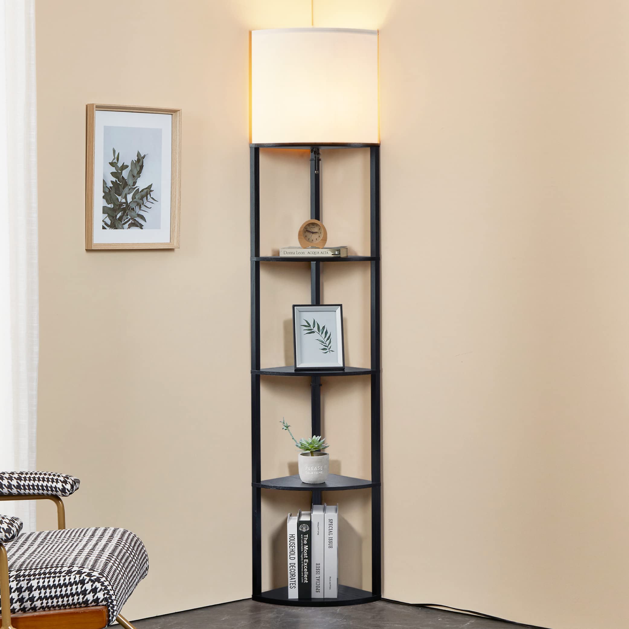 Atamin Alvis Edge 72'' Floor Lamps For Living Room Decor, Tall Lamp For Bedroom, Modern Corner Shelf Lamp, Sturdy Floor Lamp Wit