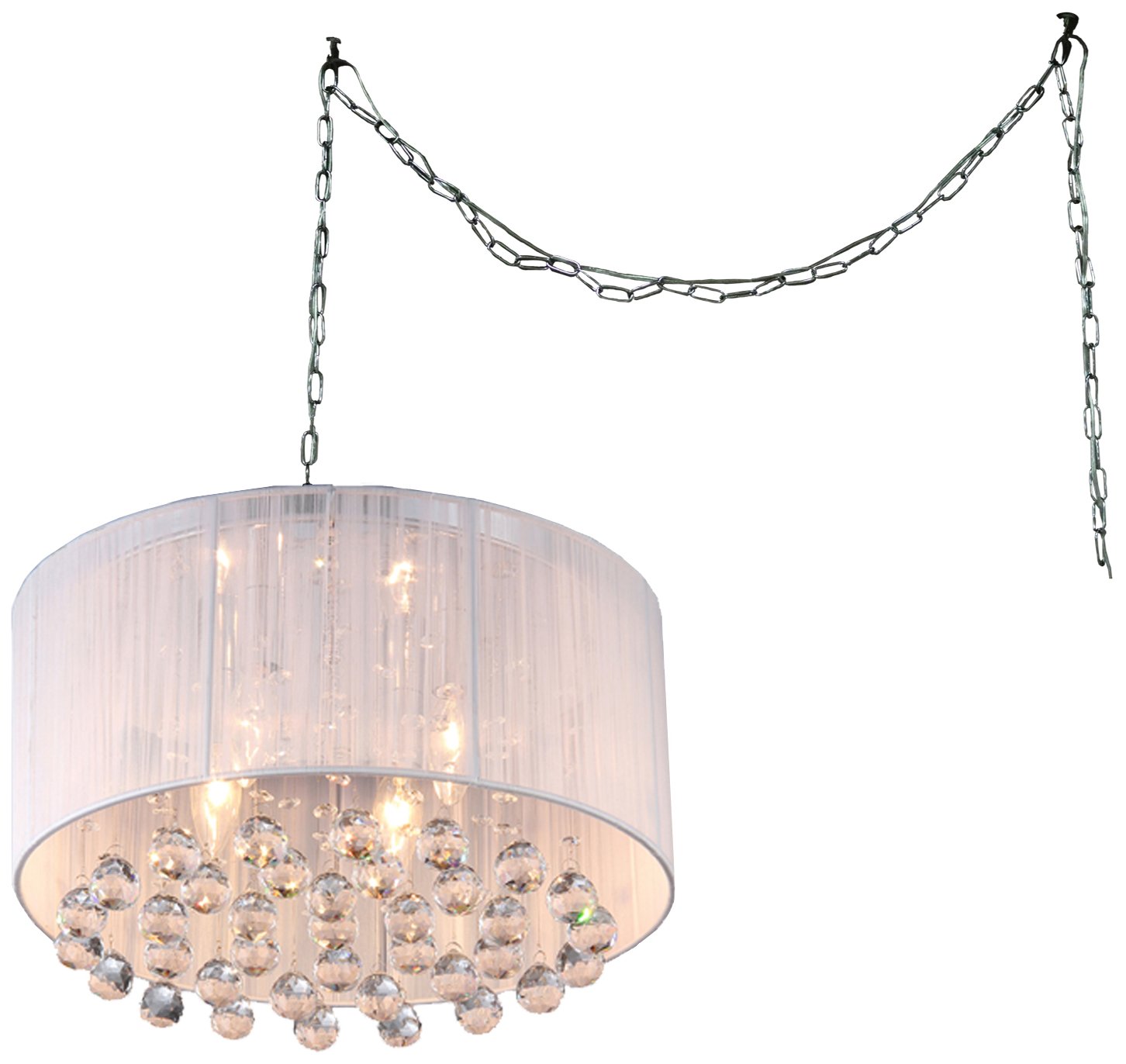 Whse of Tiffany RL8057 Swag White Mineya 5Light Swag Lamp, 17inch, Chrome