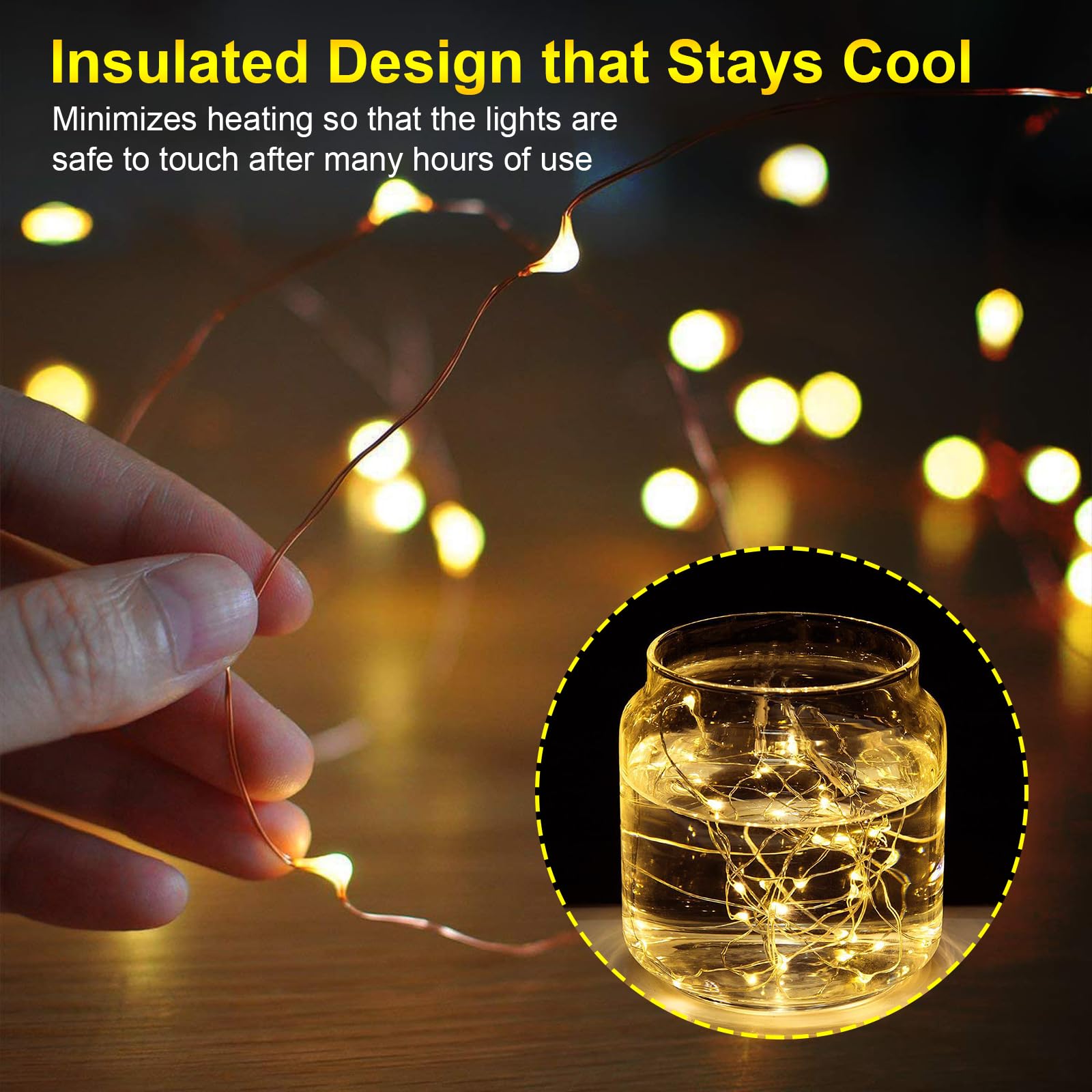 FWYWNL USB Fairy Light, 16ft 50 LED, Remote Control, Waterproof, 2 Pac, Warm Colour