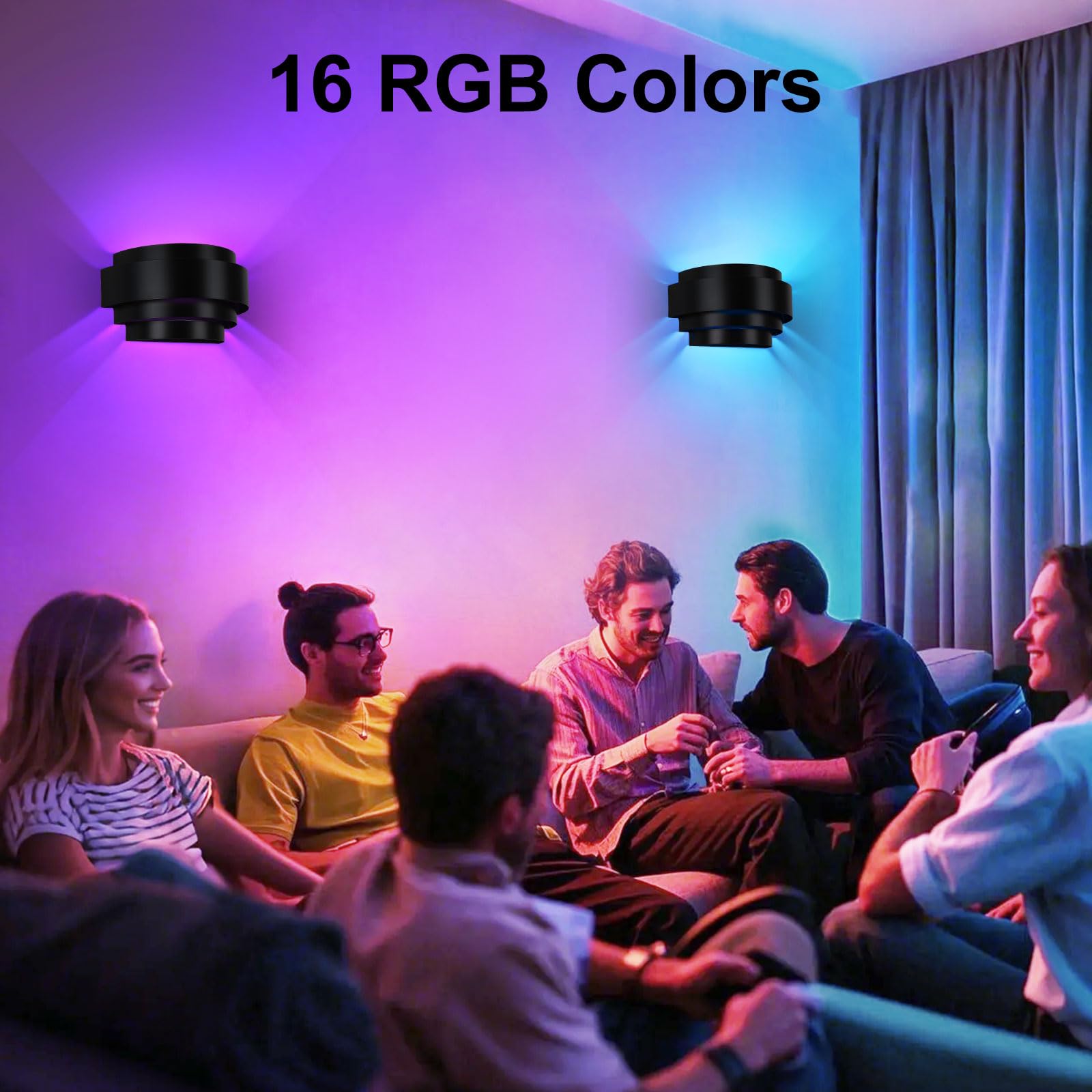 Lightess Rechargeable Wall Sconces With Remote Control, Cordless Wall Light Battery Operated Dimmable, Black Light Fixture For L