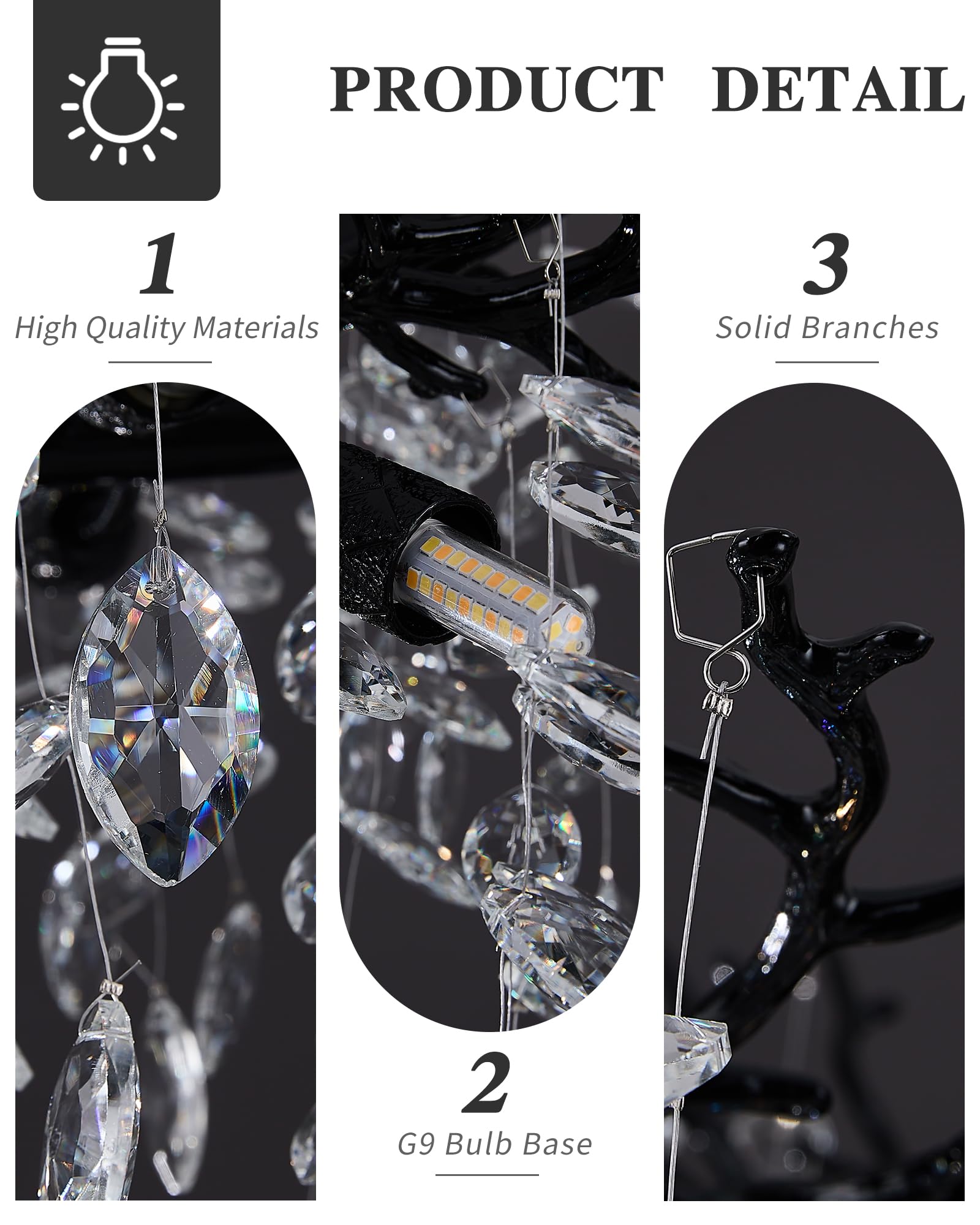 Black Chandelier  16 Light Modern Chandelier For Dining Room Over Table  Industrial 63 Hanging Lighting With K9 Crystal Tree Branch Rectangular Chandeliers For Living Room Kitchen Island