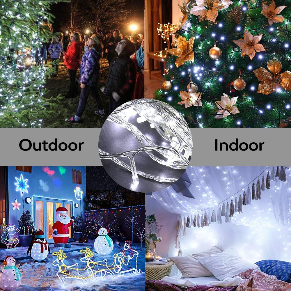 MYGOTO LED String Lights, 165FT, 500 LEDs, 30V Waterproof, 8 Modes, Cool White, Model BX, Indoor/Outdoor Party Decoration