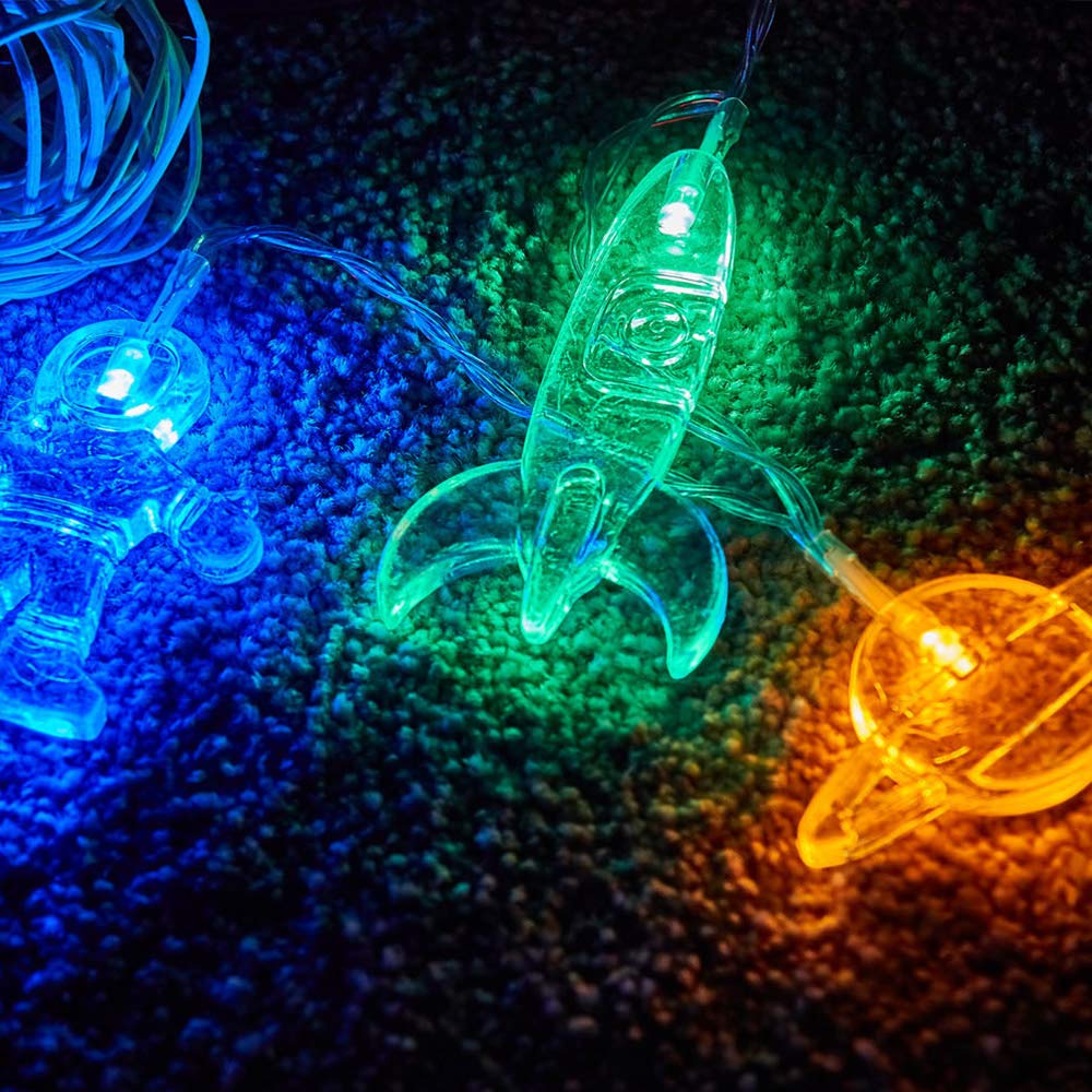 50 Led Children'S Room Led String Light Astronaut Spaceship Rocket Pendants Holiday Party Lights Wall Window Nursery Or Kids Room Decor Wedding Around The Garden Party Patio Christmas (Multicolour)