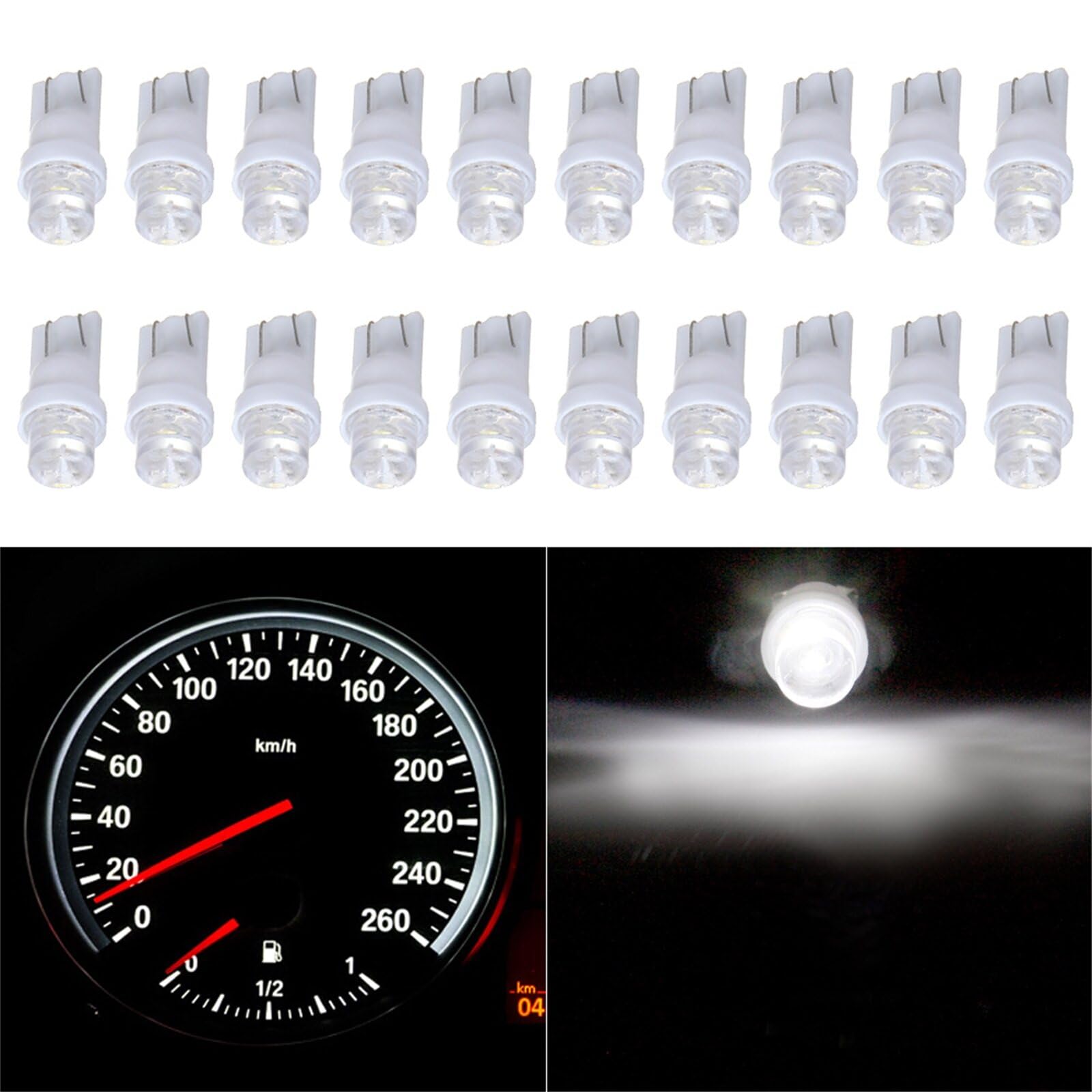 20 Pack White T10 168 194 Led Bulbs Instrument Cluster Panel Dash Spread Light