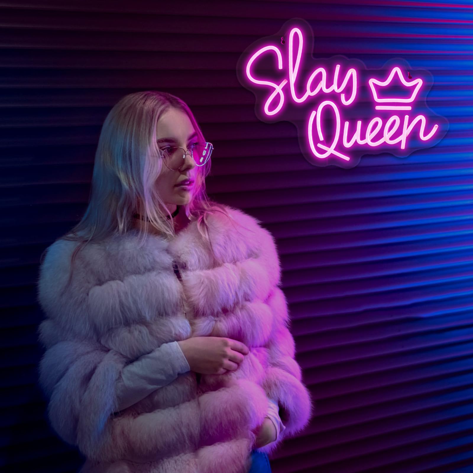 NINTHVEEN Neon Sign LED Light for Bedroom Wall Decor, Game Room, Acrylic, Neon-Queen03