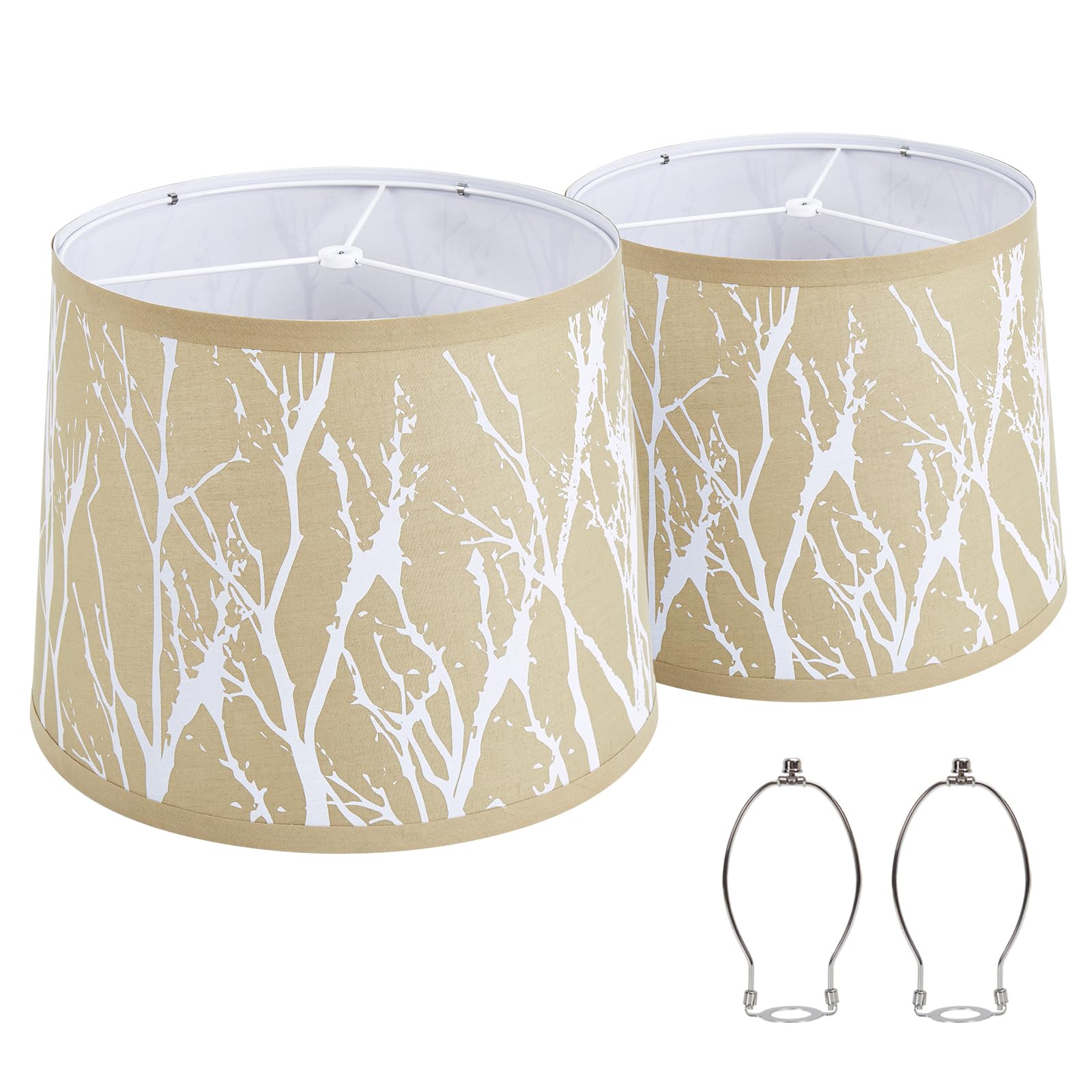 Bedside Lamp Shades Set of 2 Replacement, Drum Lampshades, 12.7'' x 12.7'' x 10 Inches Lampshades for Table Lamp, Floor Lamp, Pe