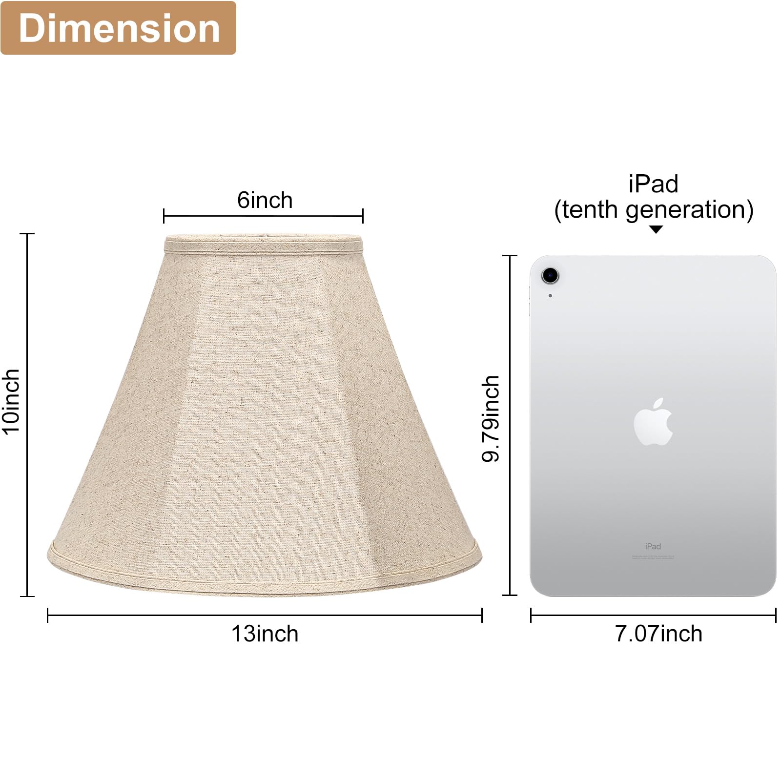 Seaside Village Bell Lamp Shades Set of 2, Beige Fabric, 6in Top x 13in Bottom x 10in High, Hand Crafted, Spider Fitter