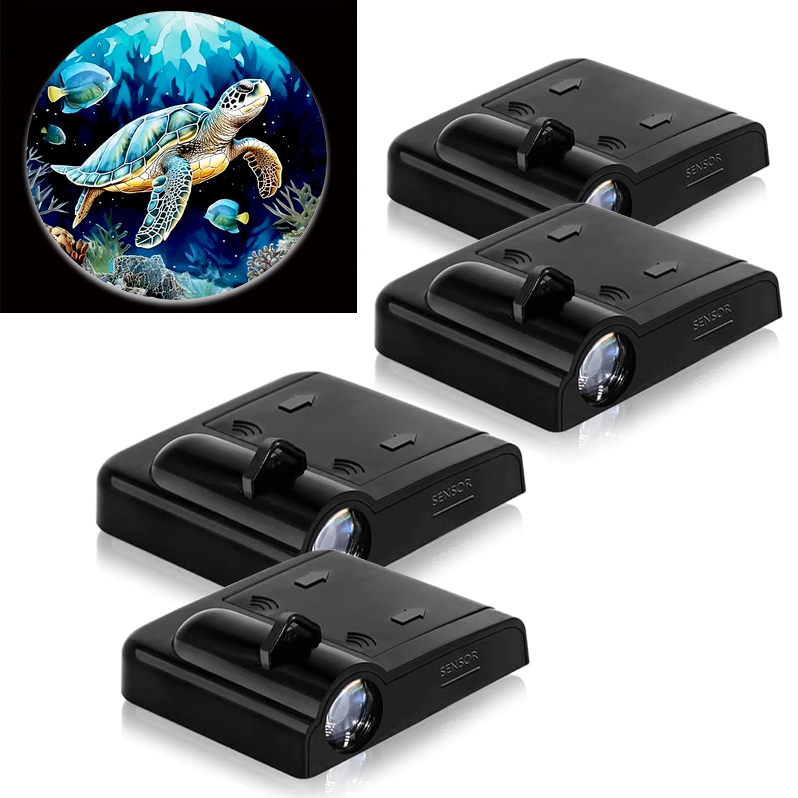 Lmzljz 4Pcs Car Door Lights Turtle Door Lights Logo Projector Led Shadow Welcome Lamp Car Accessories Turtle Gifts For Women Men Suitable For All Vehicles Motorcycle Bike