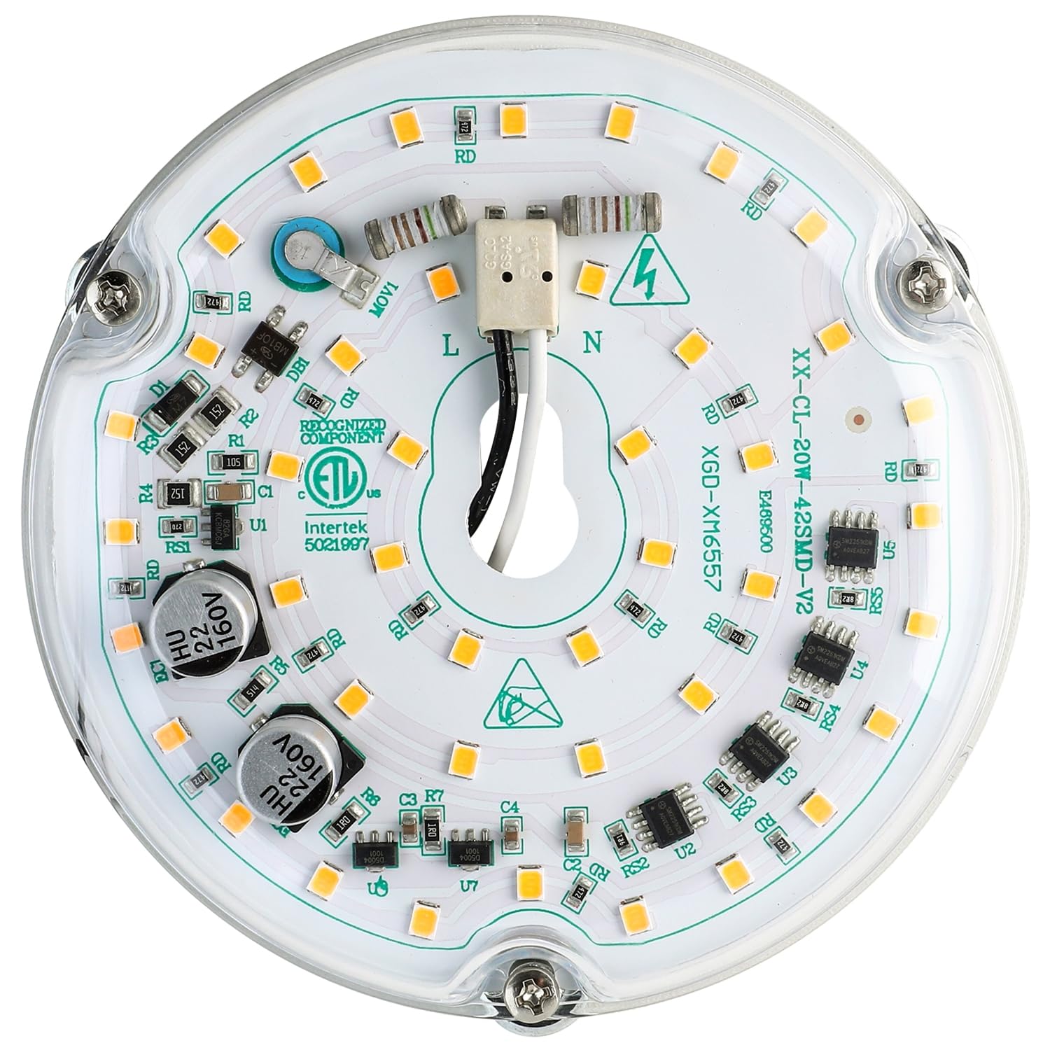 HAOLEDI 4'' 20W LED Ceiling Fan Light Retrofit Kit, Ceiling Light Replacement, LED Flush Mount Ceiling Light, White 5000K 2400LM