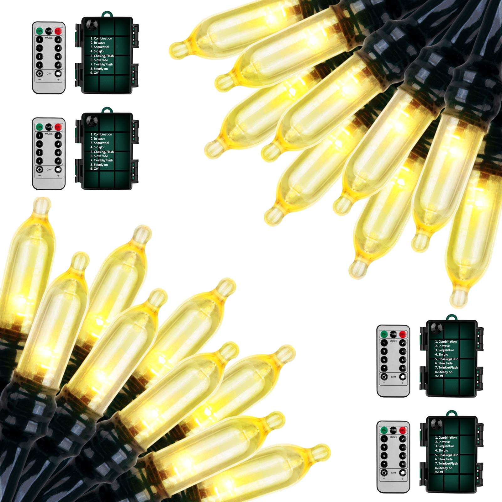 Koxly 18ft Battery Operated String Lights, 50 LED Warm White Outdoor Christmas Lights with Remote Timer, Waterproof, Model JYLPT09