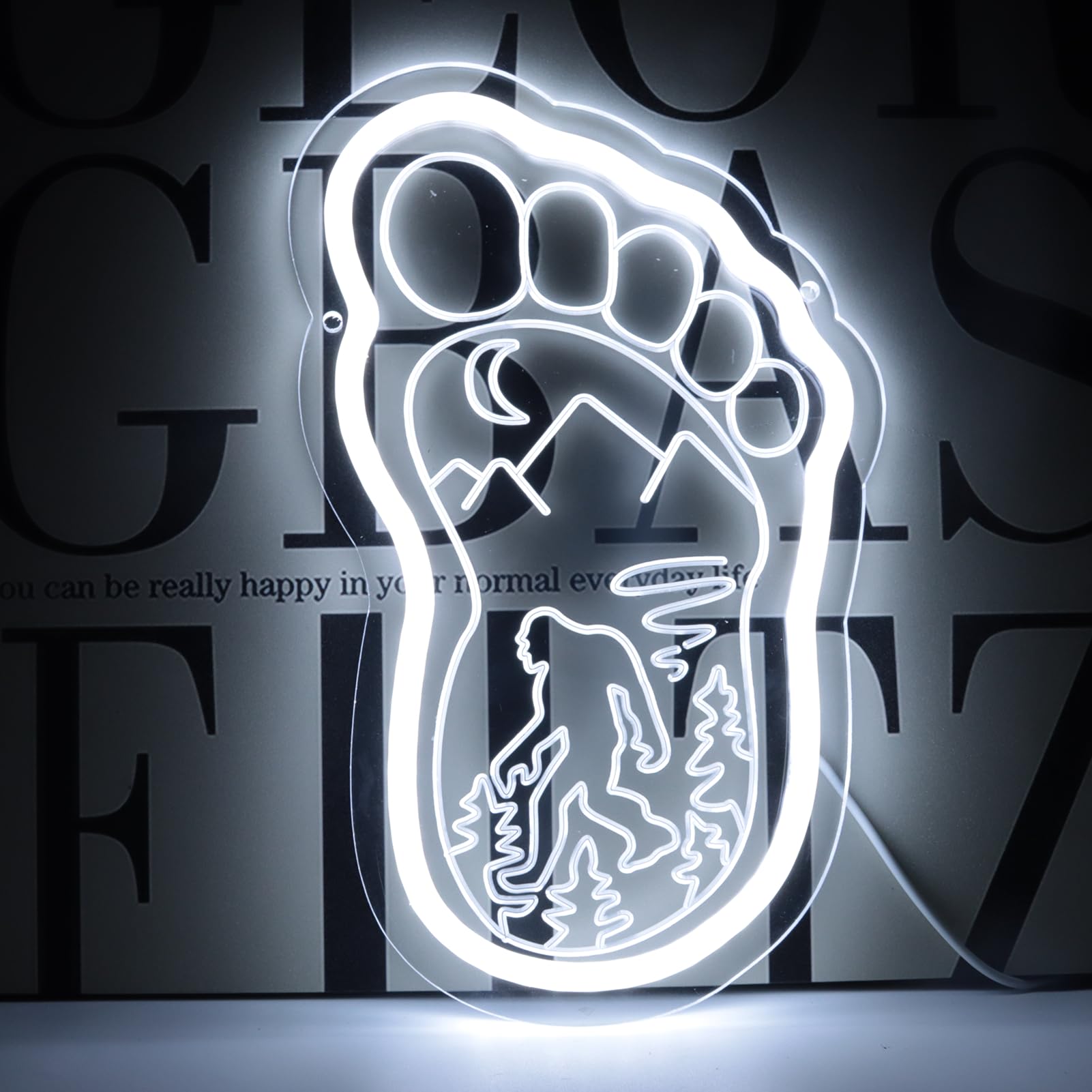 Pinlangdou White Sasquatch Neon Sign Bigfoot Mountain Forest Neon Light For Bedroom Hallway Garage Home Wall Decor Man Cave ChildrenS Room For Birthday Party Gifts For Fans Friends Kids