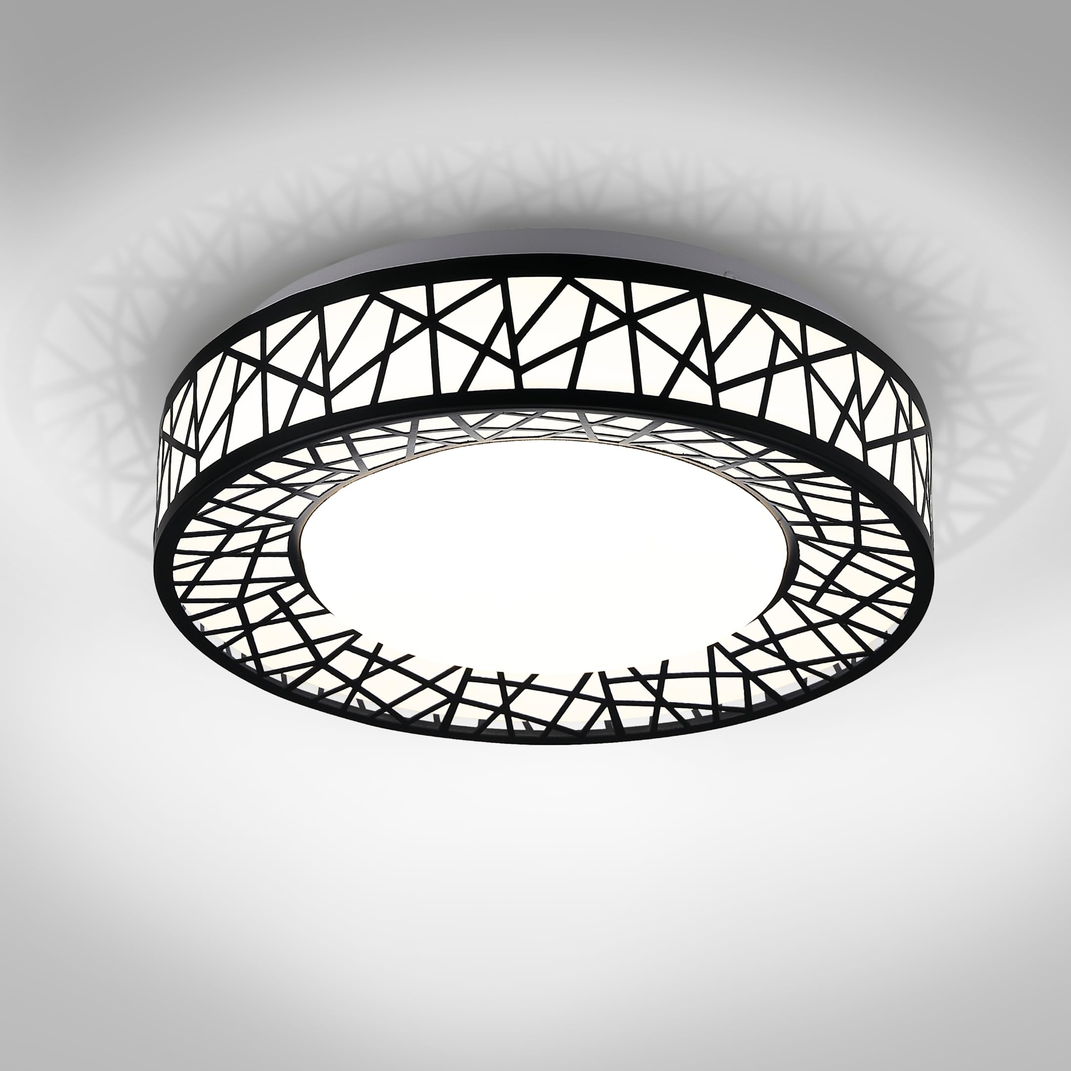 ASD 16 Inch LED Flush Mount Ceiling Light - 28W 1752LM - Dimmable - Matte Black - Model A-LOFT-FM-16D28BK