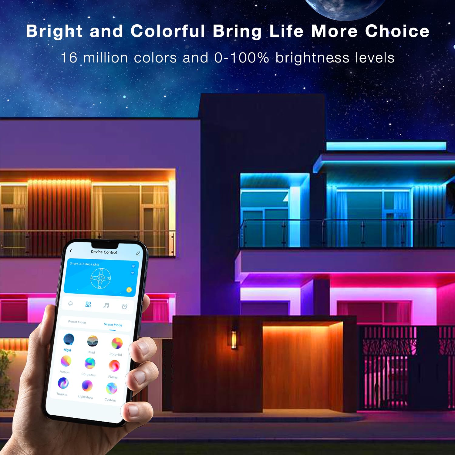 Outdoor Led Strip Lights Waterproof 200Ft, Ip67 Waterproof Led Light Strips With Remote, Music Sync App Control, Rgb Color Chang