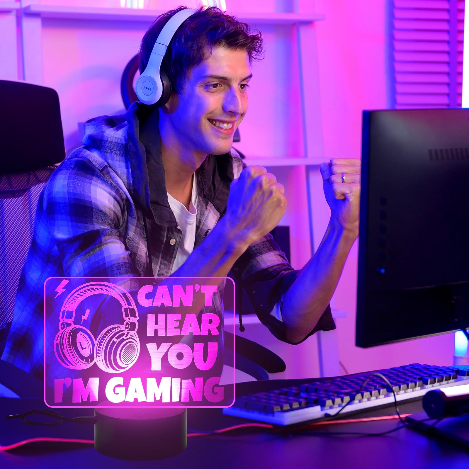 Can'T Hear You I'M Gaming Night Light Birthday Valentine'S Day Gifts For Men Boyfriend Husband Gamers Teenagers Kids Funny Video