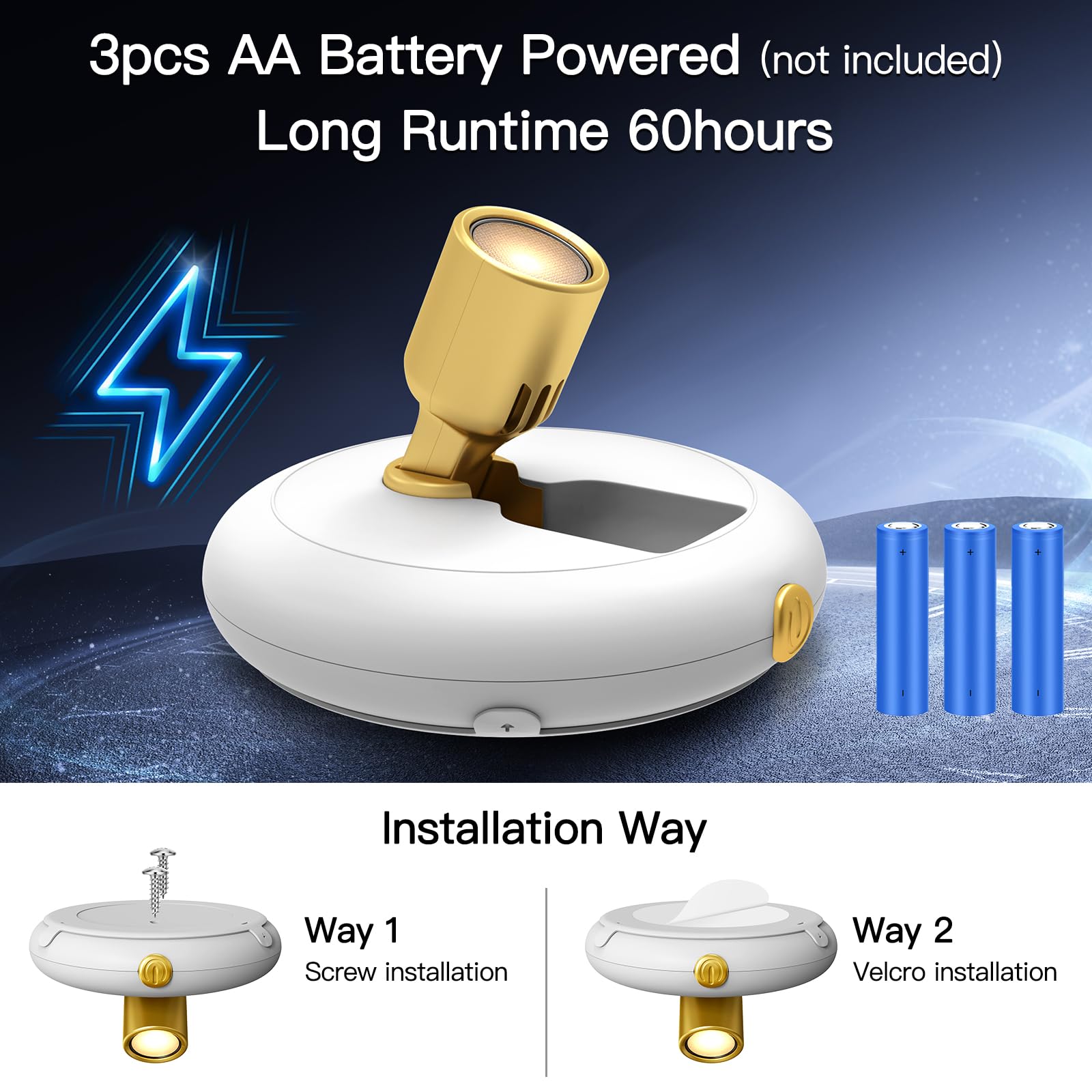 Battery Powered Led Spotlight - Wireless Dimmable Puck Light For Art Display, Tree Plants & Painting Frame, Indoor Use