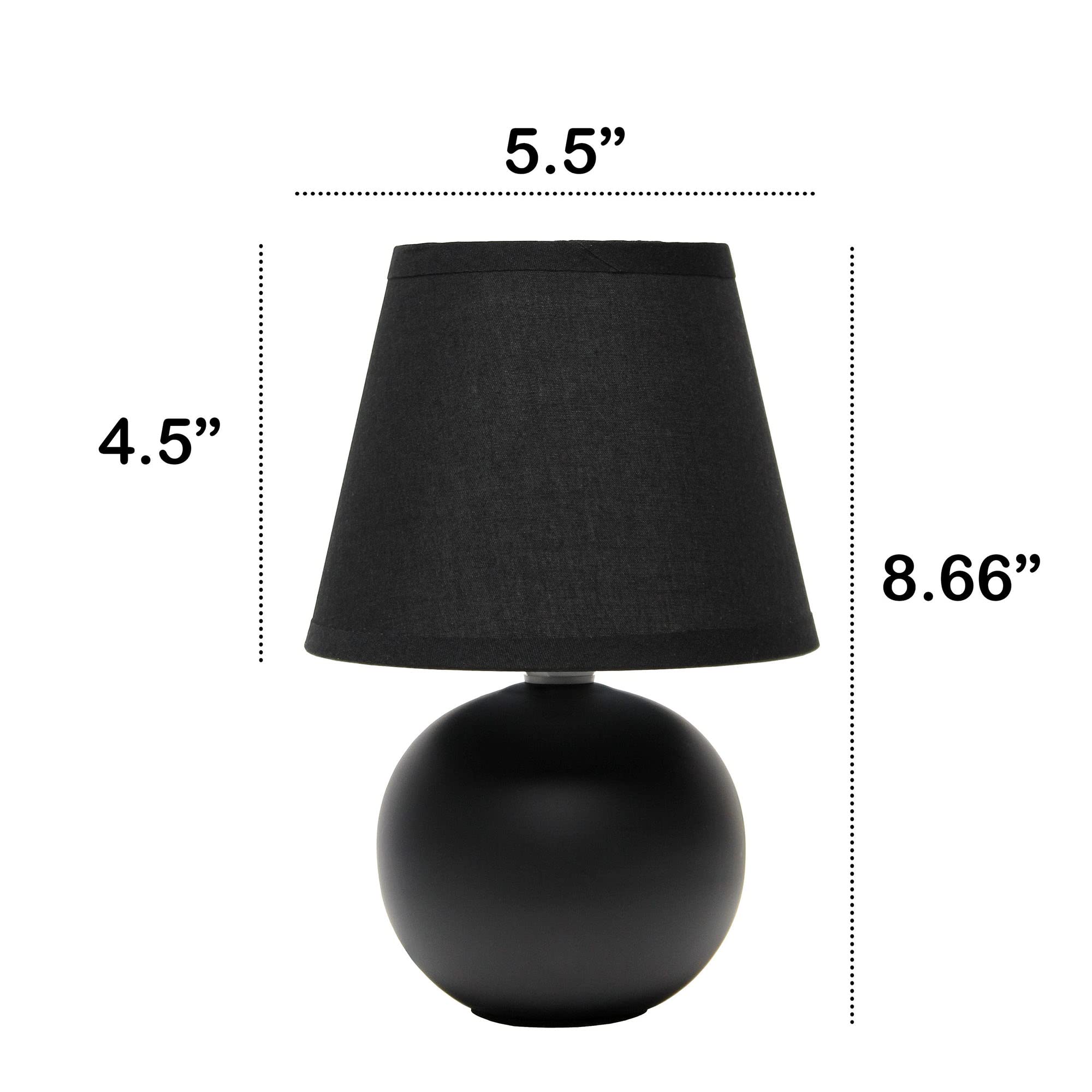 Creekwood Home Black Ceramic 8.66" Traditional Petite Table Lamp With Drum Shade