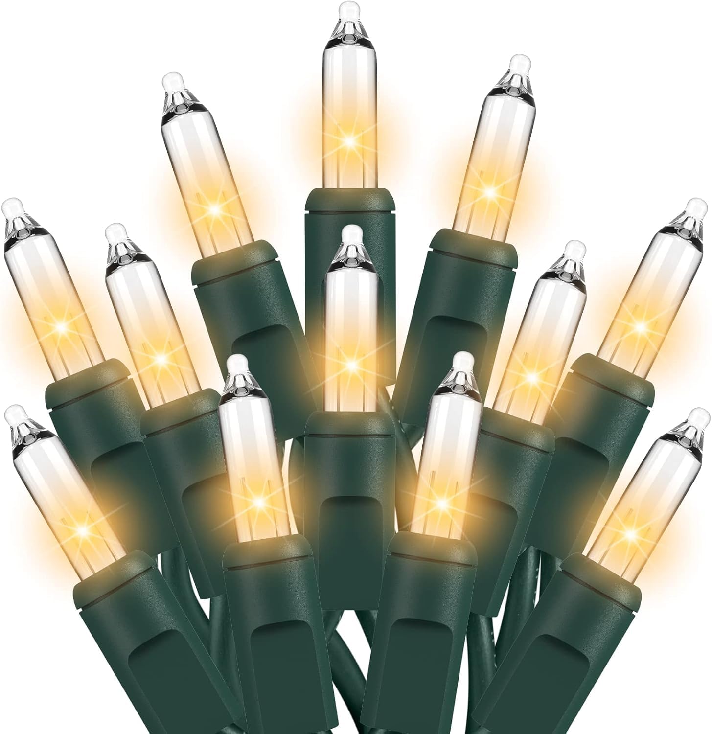 Christmas Lights Clear White 2 Pack Total 200 Count Incandescent Lights UL Certified Connectable Christmas Tree Lights with Green Wires for Indoor Outdoor Xmas  Wedding  Holiday  Home Decorations