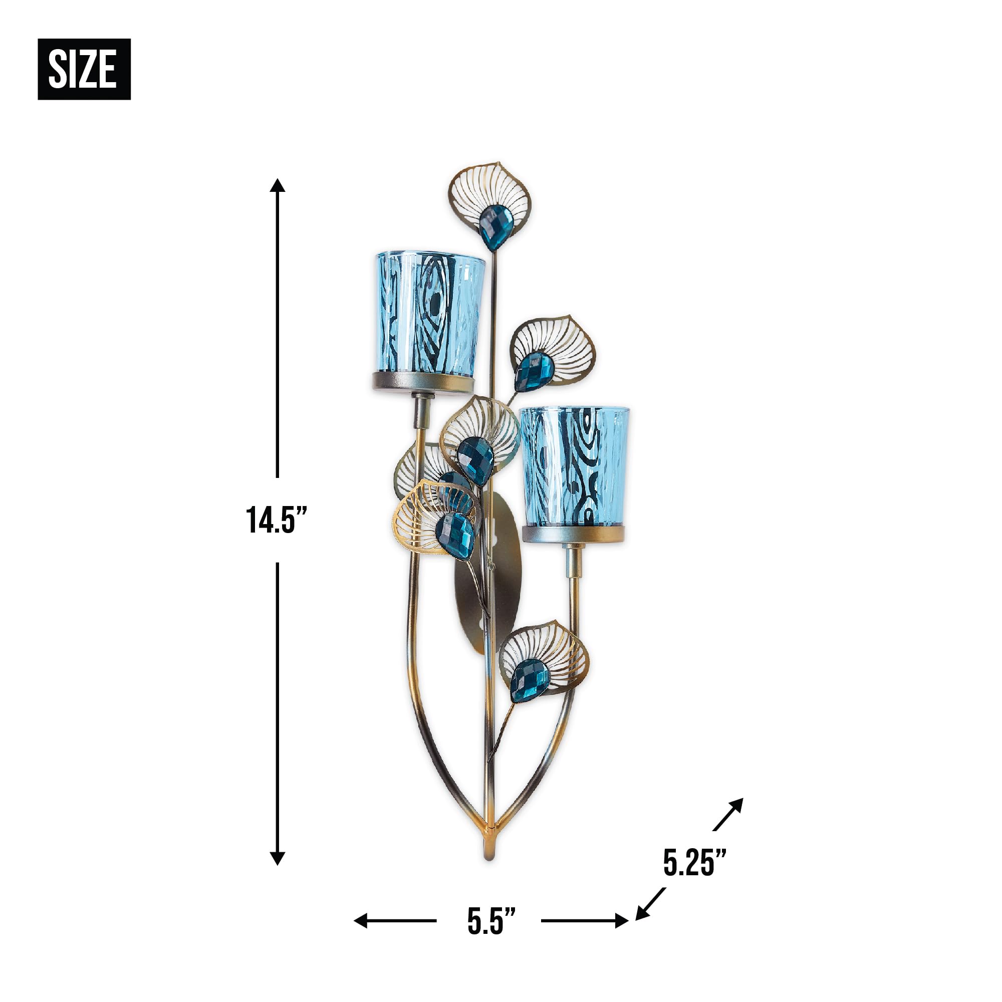 Accent Plus Exotic Peacock Plume Wall Sconce