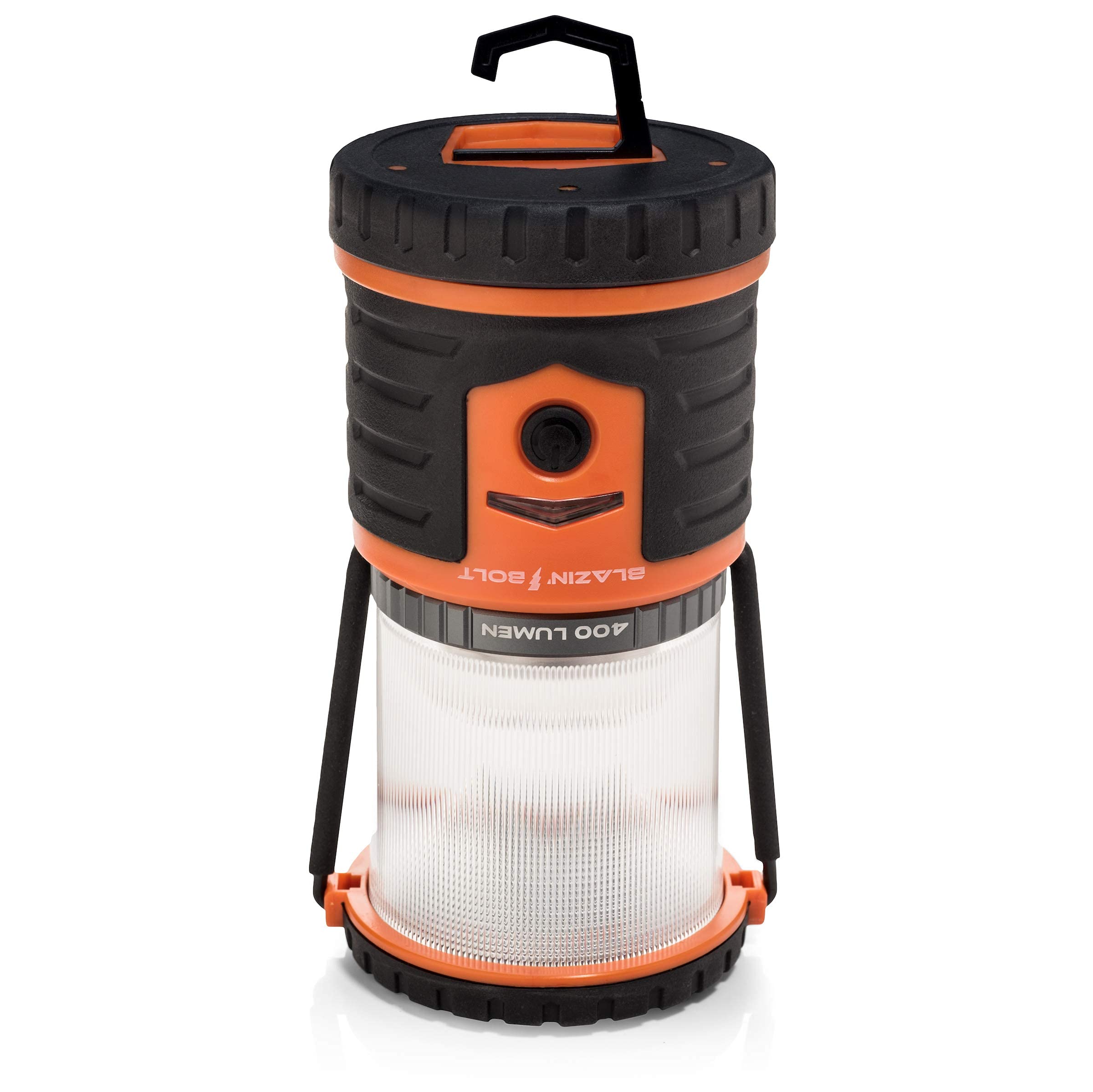 Blazin Bolt Rugged USB Rechargeable Lantern - 6000mAh Power Bank, 400 Lumen, 6 Modes, Orange - Ideal for Camping & Emergencies