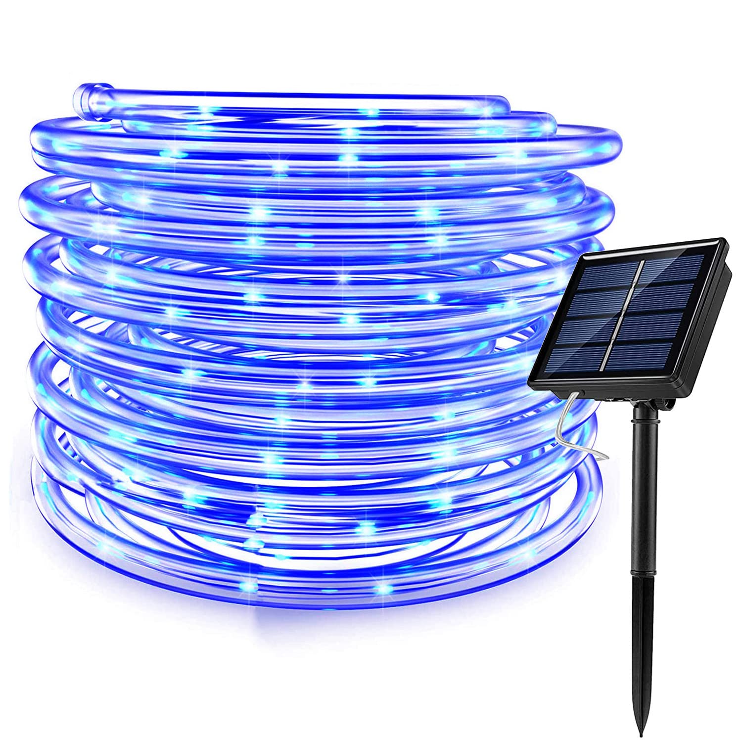Ruichen 16.5Ft 50 Led Blue Solar Rope Lights - Waterproof Fairy Lights For Garden & Party