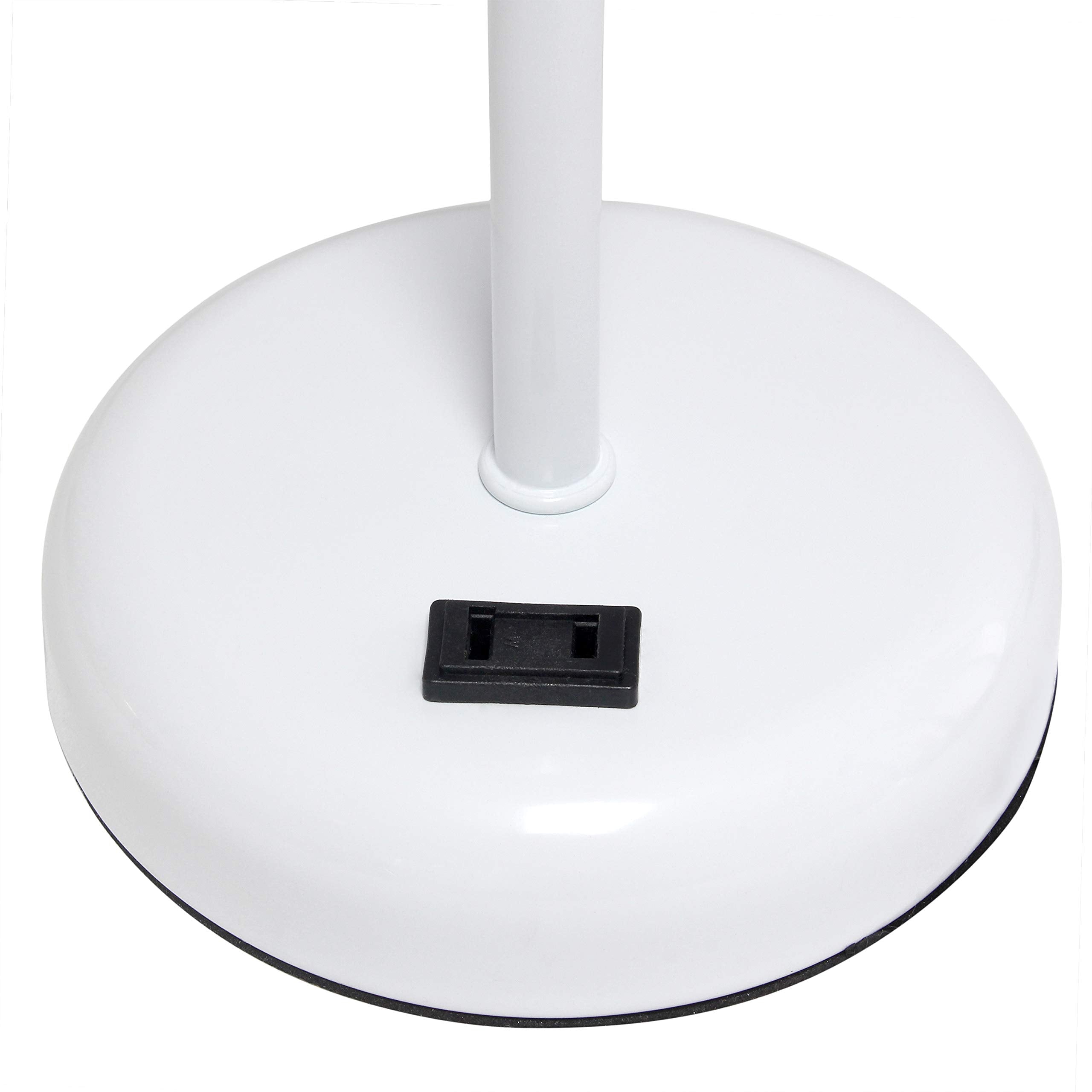 Simple Designs Lc2001-Gow-2Pk White Stick Table Lamp Set With Charging Outlet And Gray Fabric Shades, 2 Pack Set