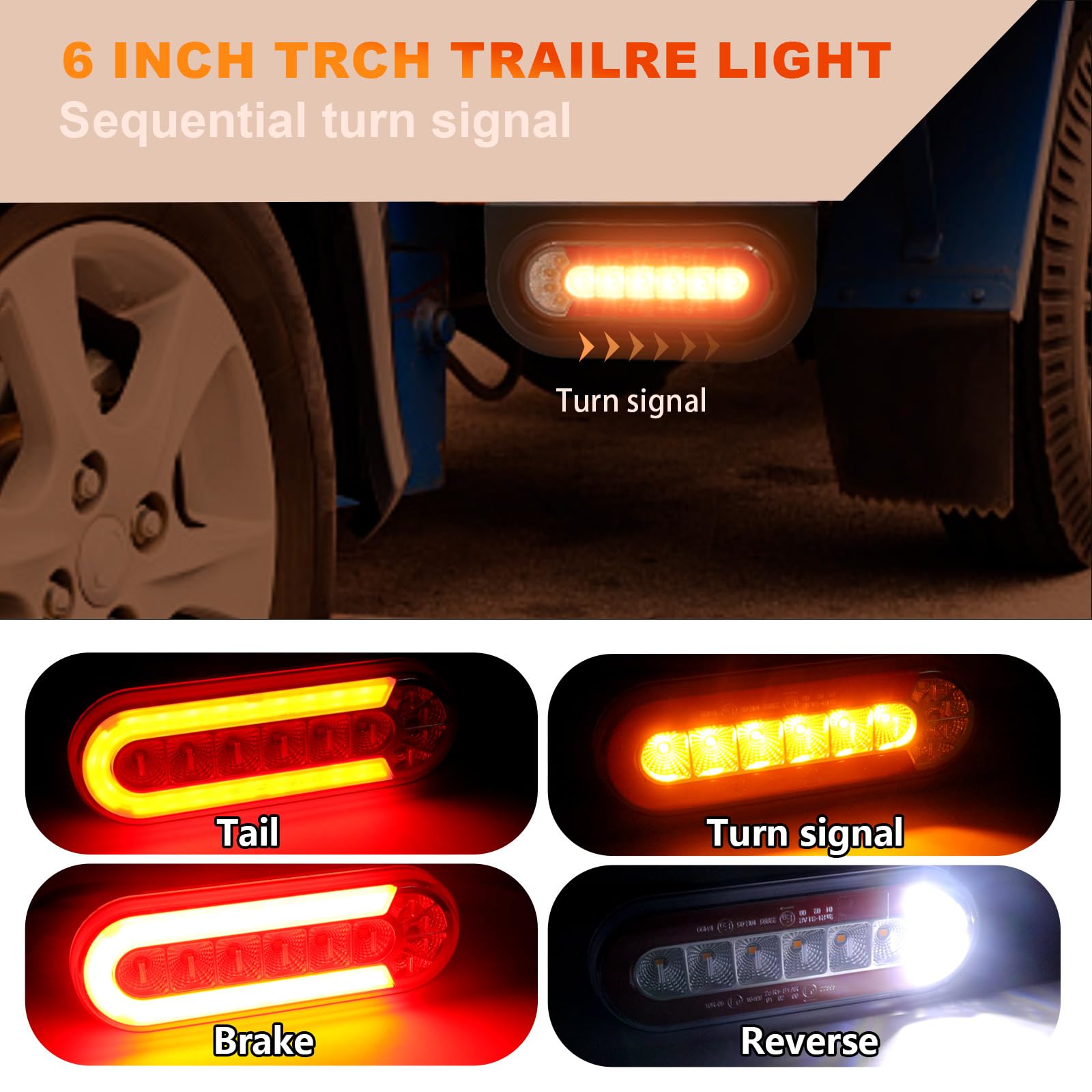 Agrieyes Trailer Lights With Bracket, Oval Led Trailer Lights With Sequential Turn Signal, Tail, Brake, Reverse, Submersible Boat Trailer Light Kit For Trucks, Tractor, Utility Trailer, Rv, Caravan