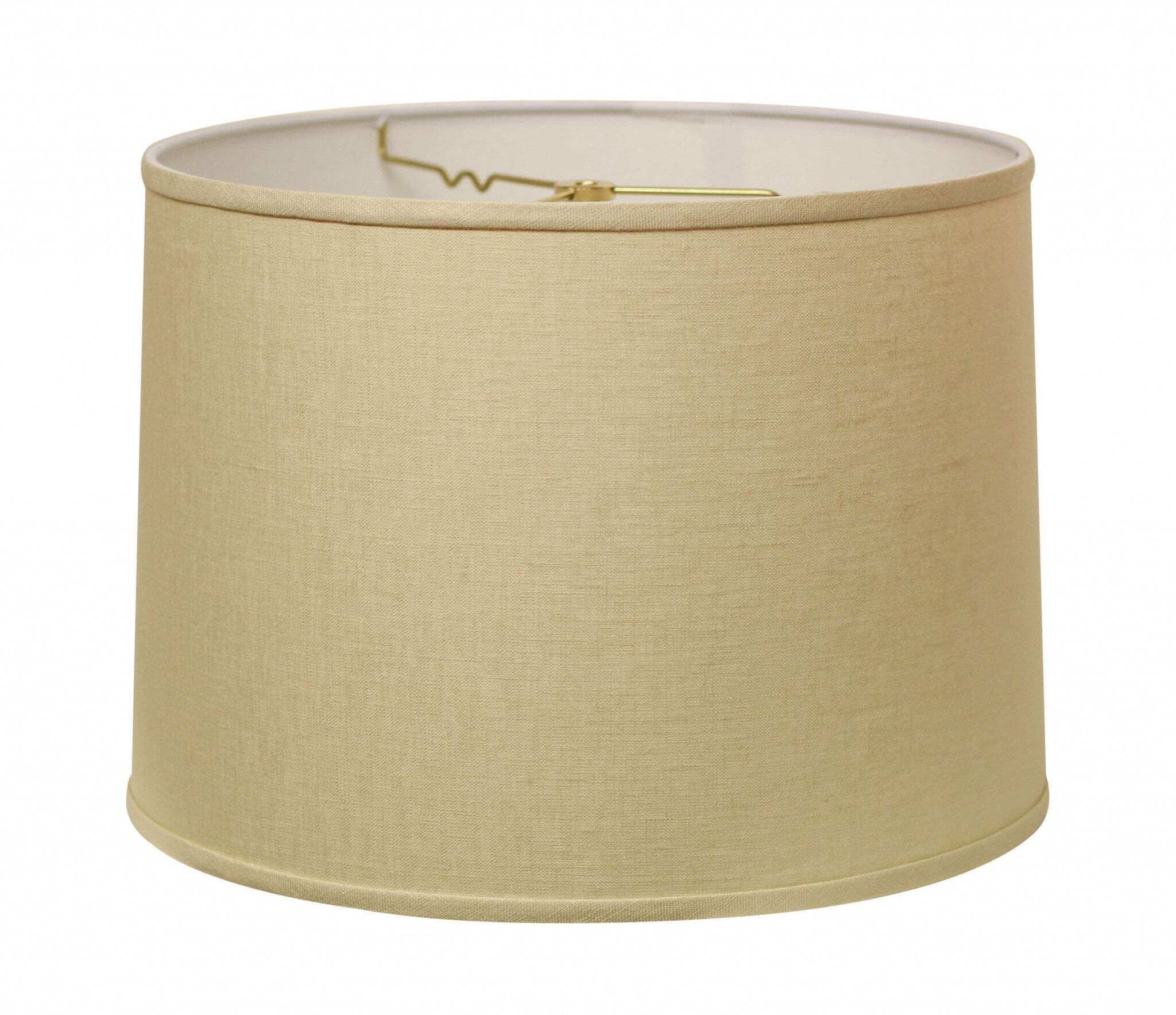 HomeRoots Linen Lampshade - 13in Parchment Beige Drum Shade, Warm White Color