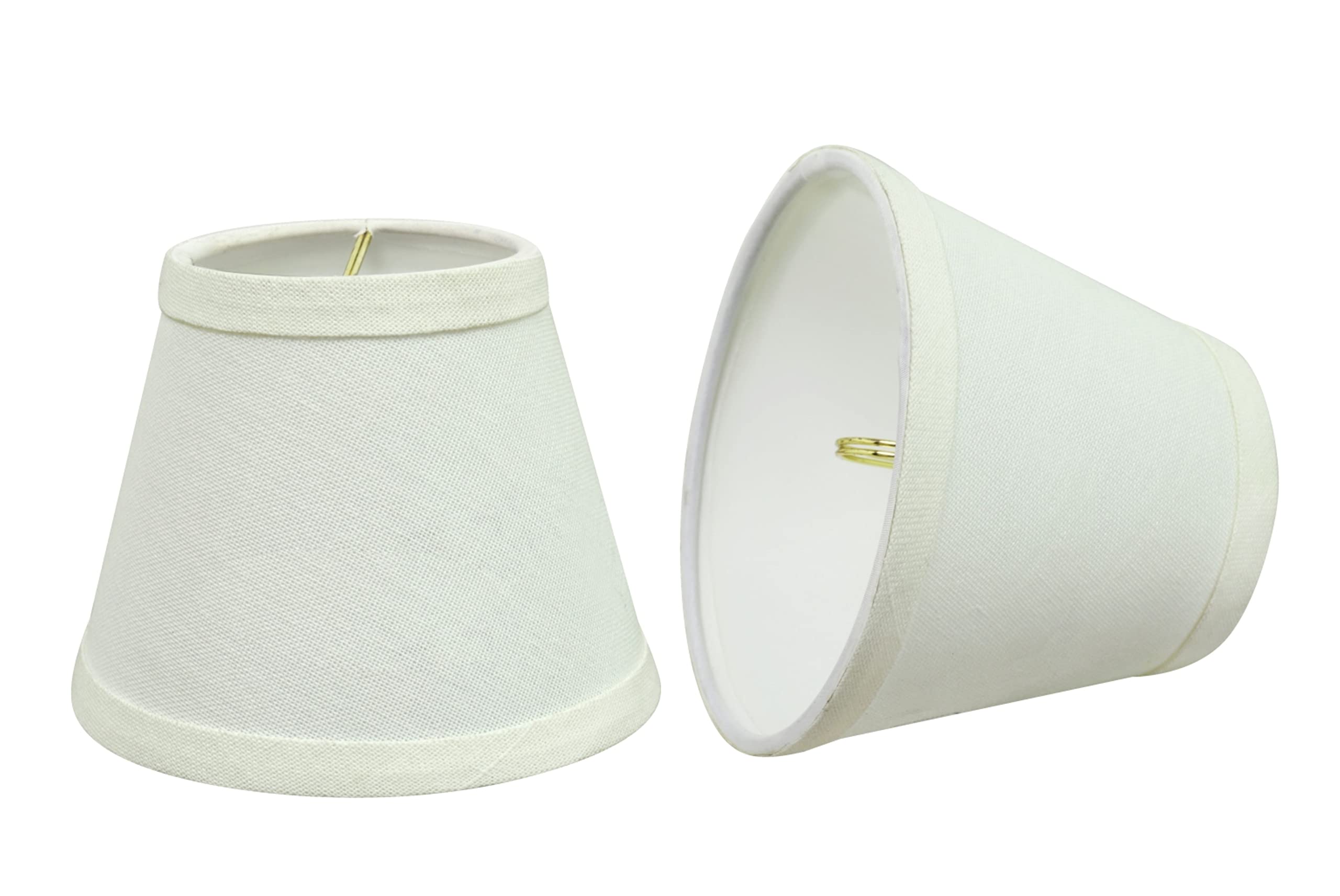Aspen Creative 32060-2A Small Hardback Empire Shape Chandelier Clip-On Lamp Shade Set (2 Pack), Transitional Design in White, 5&quot; bottom width (3&quot; x 5&quot; x 4&quot;)