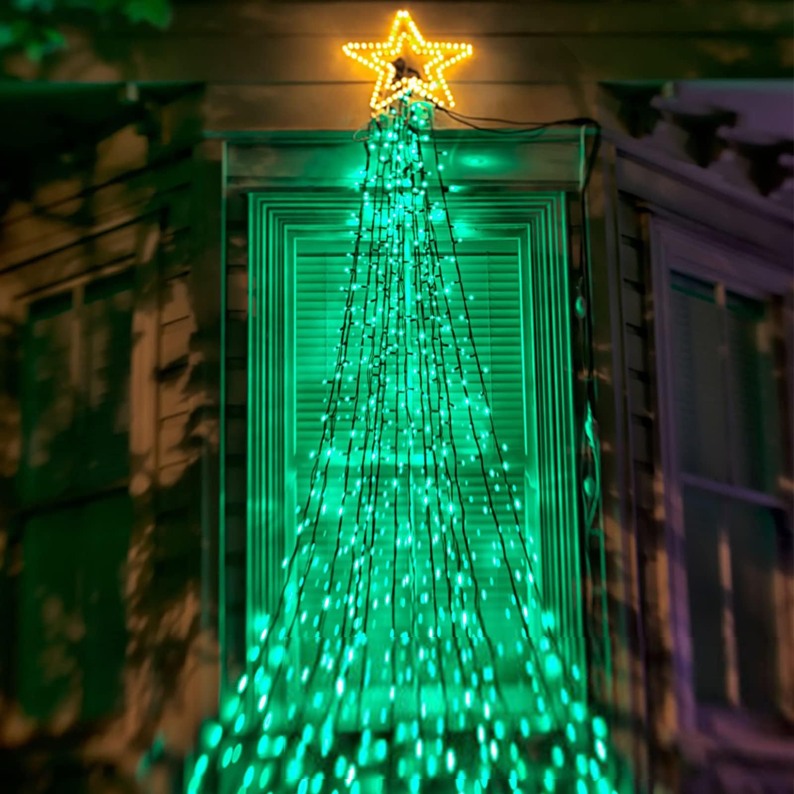 KAQ Solar String Lights, 500LED, 180FT, IP65 Waterproof, 8 Modes, Green, 2 Pack