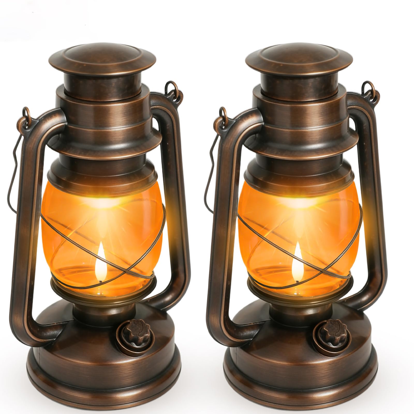2 Pack Solar Lanterns Outdoor Waterproof: Vintage Hanging Solar Lantern Lights with 2 Light Modes, Retro Camping Lanterns Decora