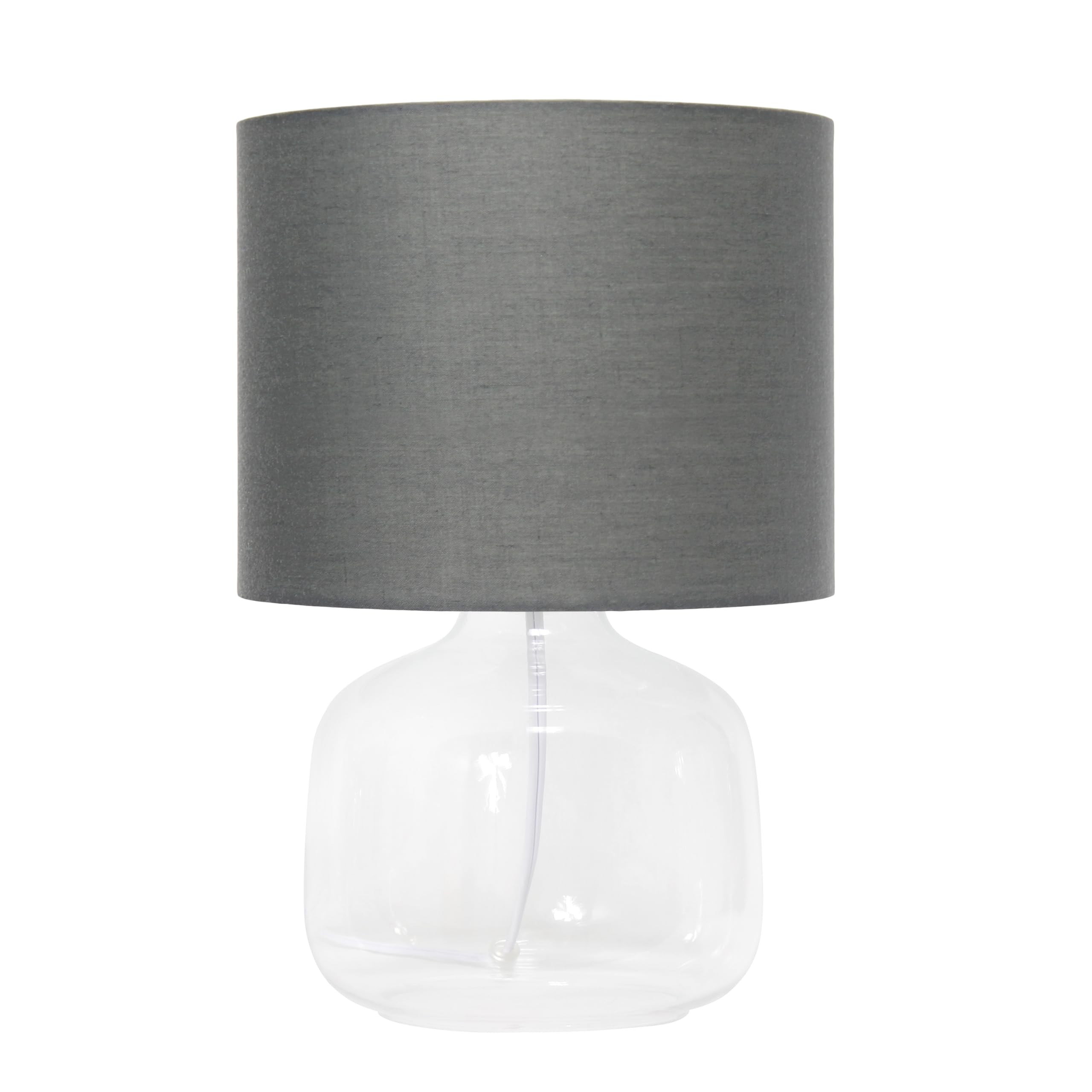 Simple Designs Lt1211-Clg 13.75'' Contemporary Glass Table Lamp, Smoke Clear With Gray Shade