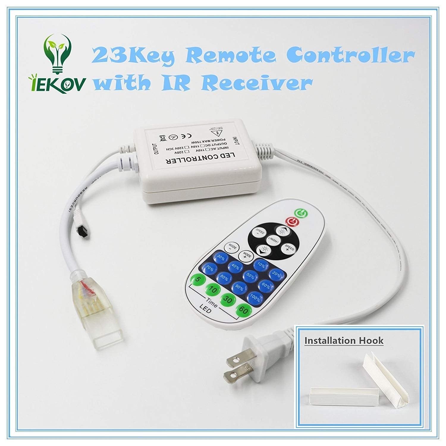 IEKOV LED NEON Light, 20m Flexible Dimmable Waterproof Strip, 120 LEDs/M, Blue, Model NEON LIGHT-B-20M