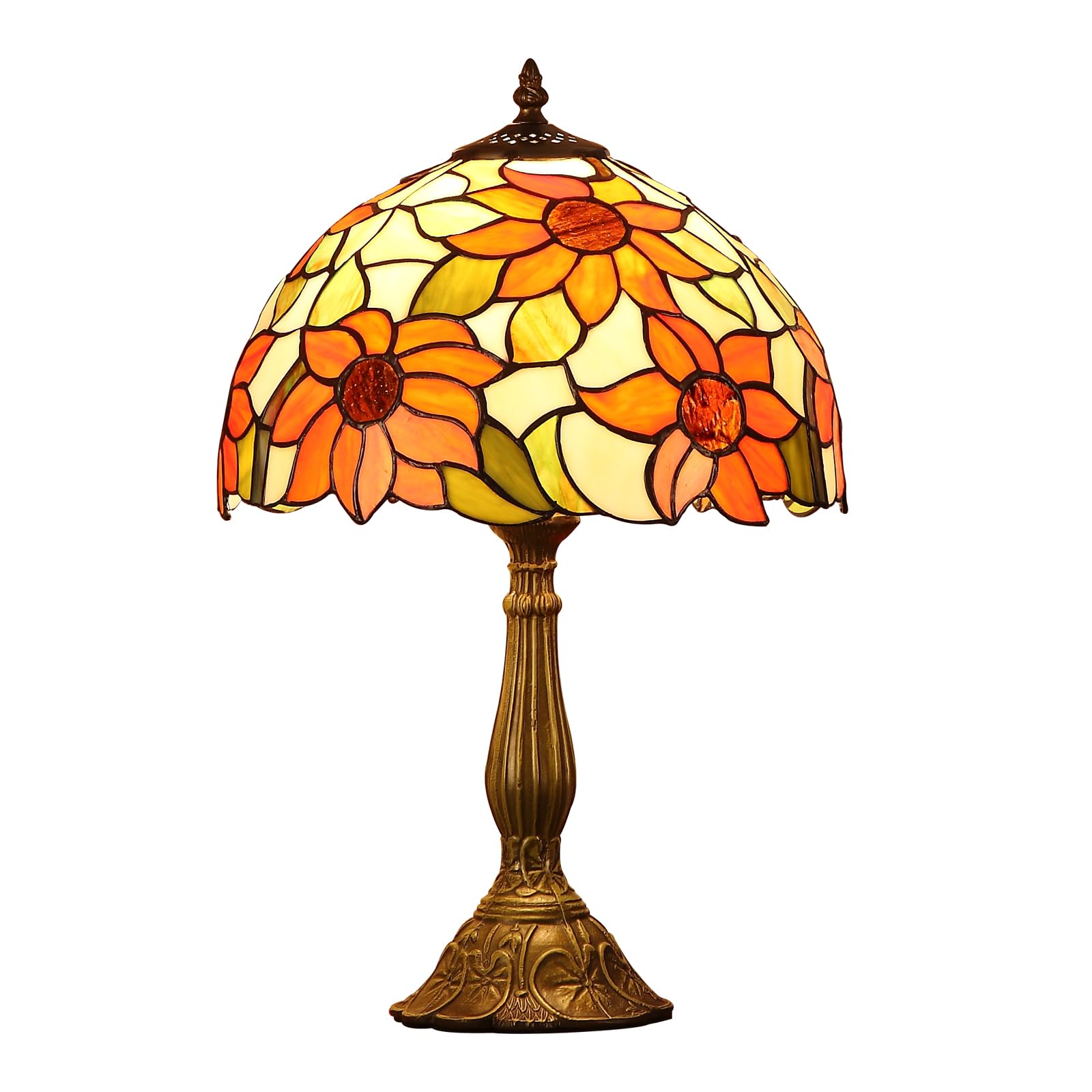 FUMAT Tiffany Table Lamps for Bedroom Nightstand Bedside Lamps 12X12X19 Inch Sunflower Stained Glass Table Lamp for Living Room 