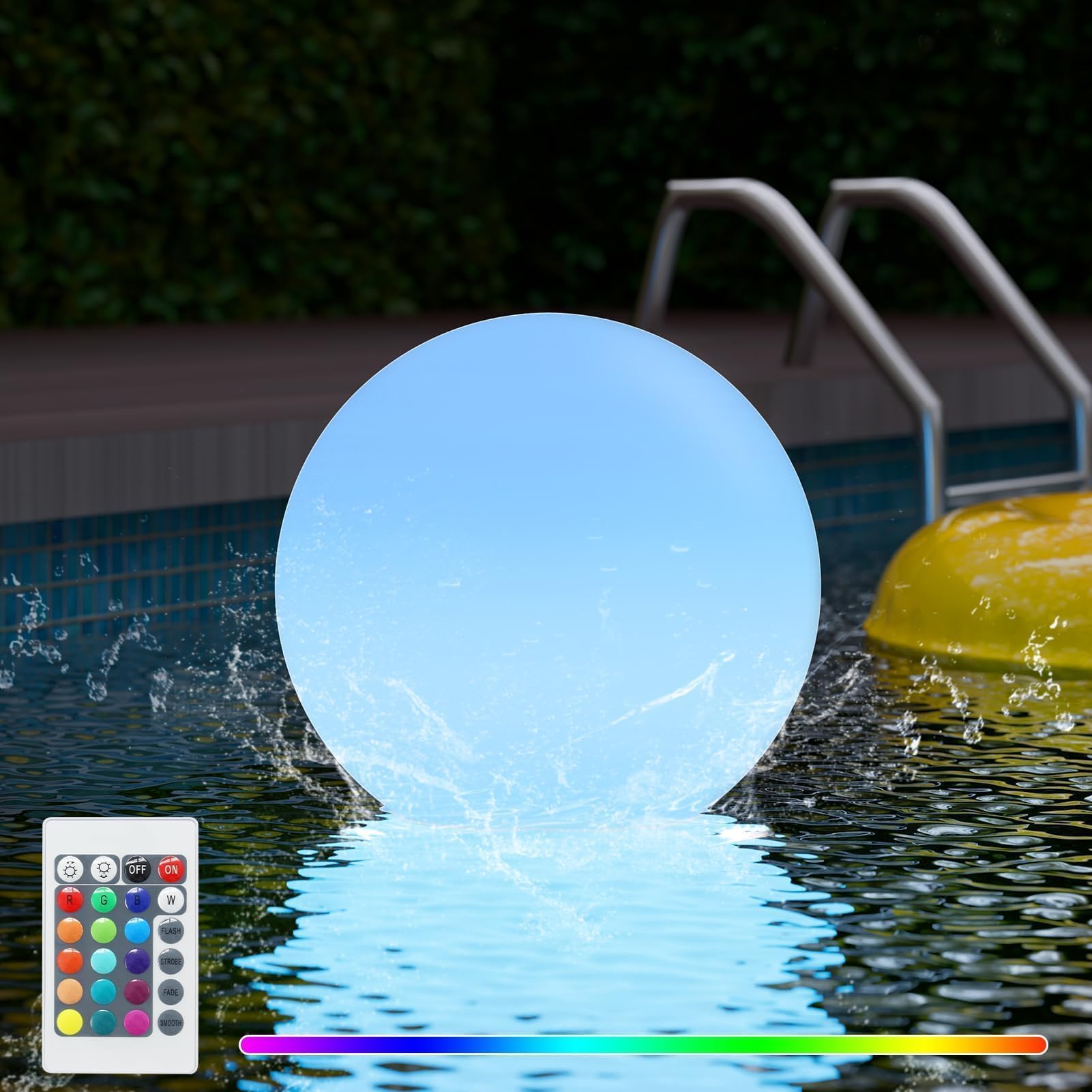 FUYO LED Ball Light, 12-inch Solar Light Up Pool Balls, Rechargeable & Remote Control Globe Lights 16 RGB Colors Mood Night Ligh